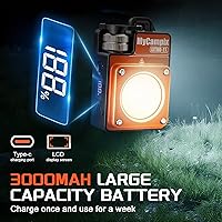 Vista 3 de MyCompix Luz de Camping Portátil, Linterna LED de Camping Ajustable de 3500LM Recargable con Tiempo de Funcionamiento de 2.5-15H y Pantalla