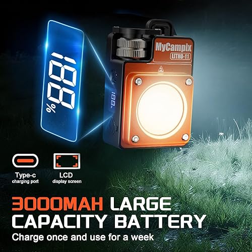 Miniatura 3 de MyCompix Luz de Camping Portátil, Linterna LED de Camping Ajustable de 3500LM Recargable con Tiempo de Funcionamiento de 2.5-15H y Pantalla
