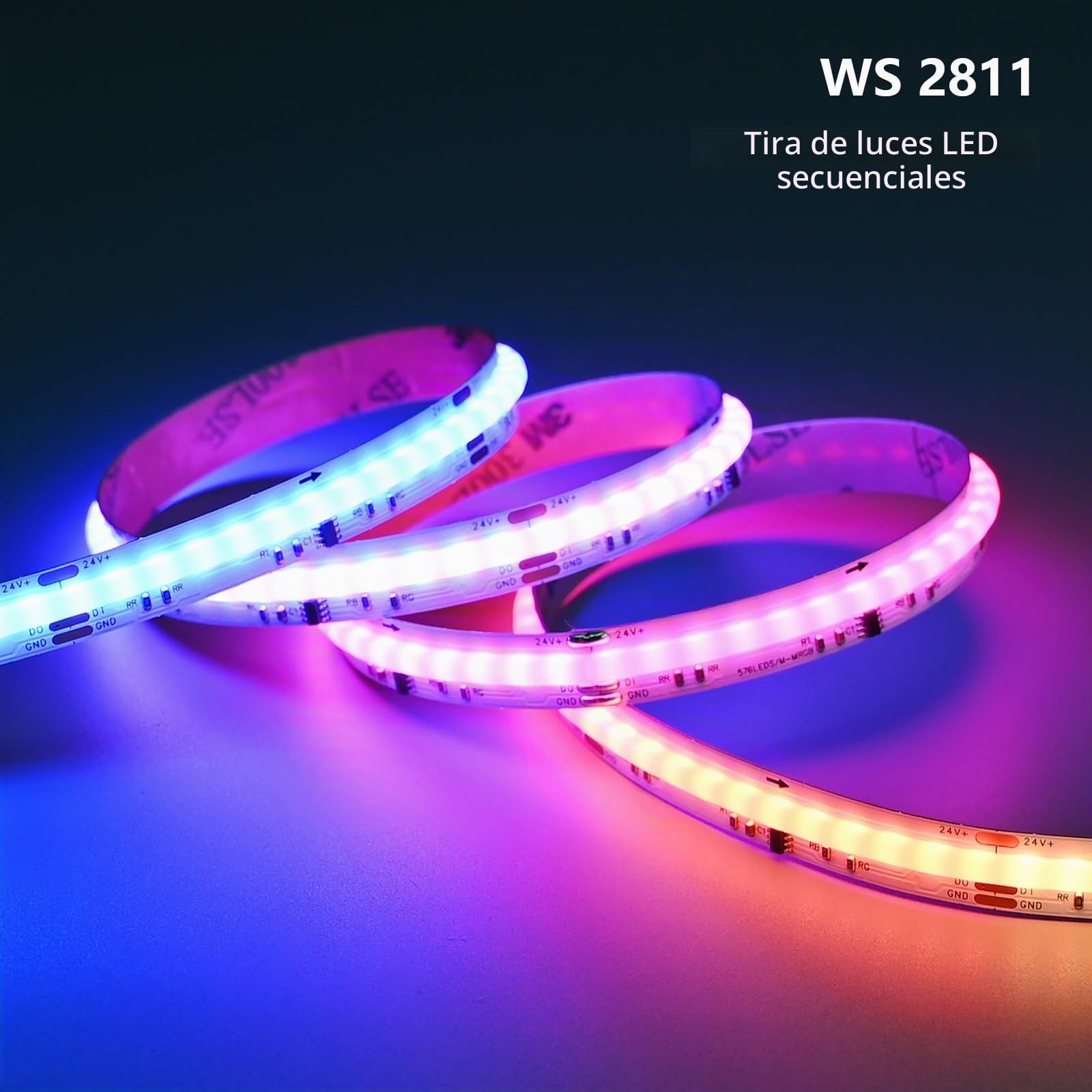 BENLUN Tira LED COB WS2811 24V 20 Metros, RGB+IC con Efecto de Persecución | Luces LED 2 Rollos de 10 Metros Adhesiva con Transformador y Mando a Distancia para Habitacion, de Interior, Gaming