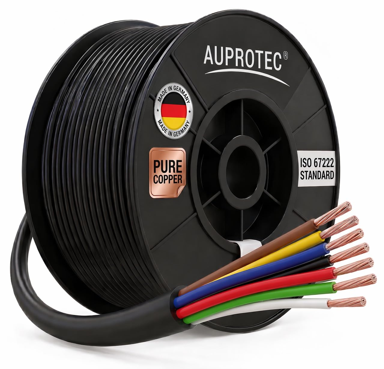 AUPROTEC 6 x 1.5 mm² + 1 x 2.5 mm² - 7 Core, 20m Round Electrical Wire I Thin Wall PVC Insulation DIN ISO 6722 I FLRYY Automotive Cable for Car, Trailer and Caravan