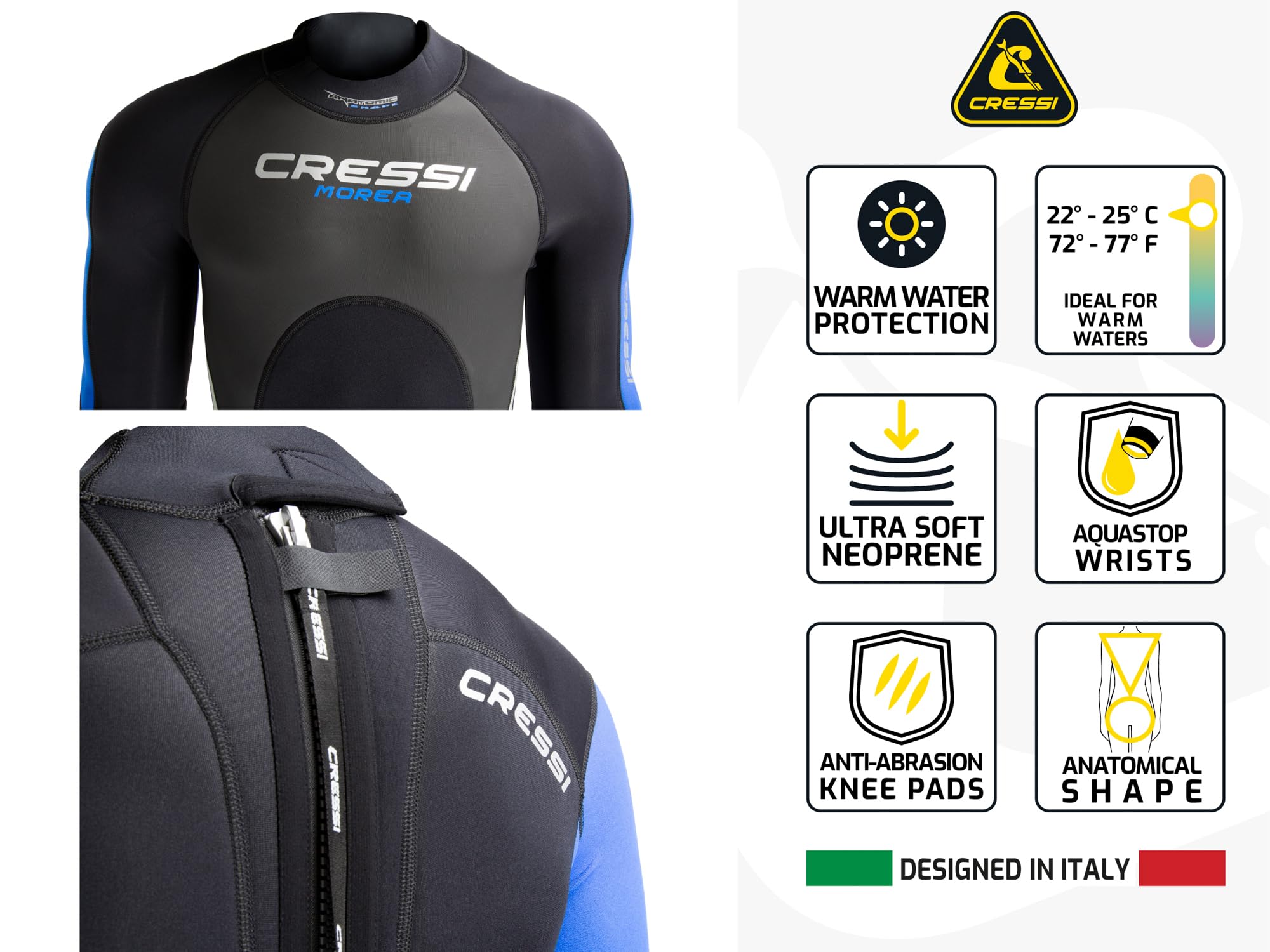 Amazon | CRESSI Morea Man Monopiece Wetsuit Black/Blue 3mm 2XL/6