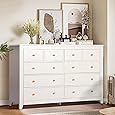 DWVO White 6 Drawer Dresser for Bedroom, Upgrade Large Wood Dresser Chest of Drawers with Fluted Panel & Golden Metal Handle, Modern Double Dresser Storage Cabinet for Living Room, Hallway, Entryway