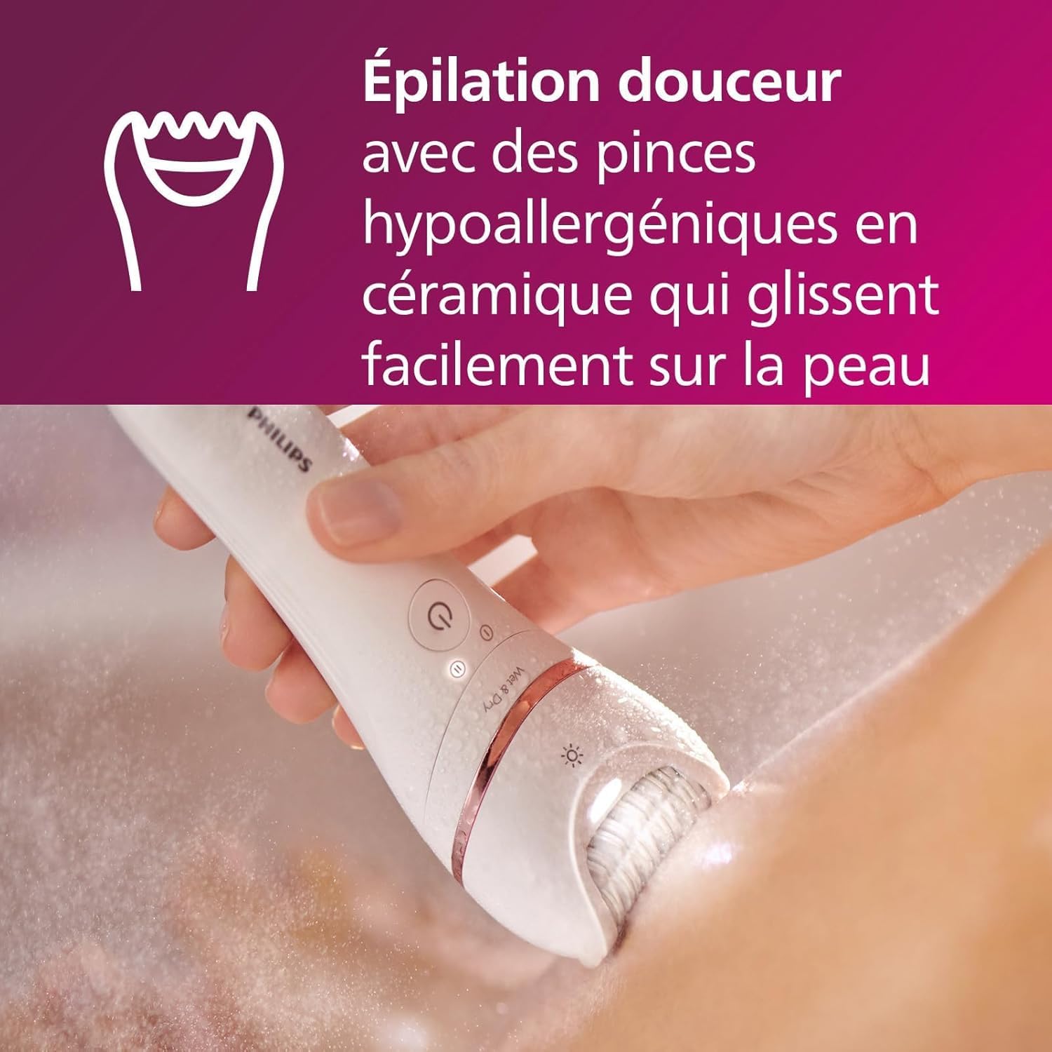 Philips Series 8000 - Epilateur Wet & Dry sans fil pour les jambes et le corps, avec 8 accessoires, rasoir, tondeuse et embout exfoliant pour le corps, (modèle BRE735/00)