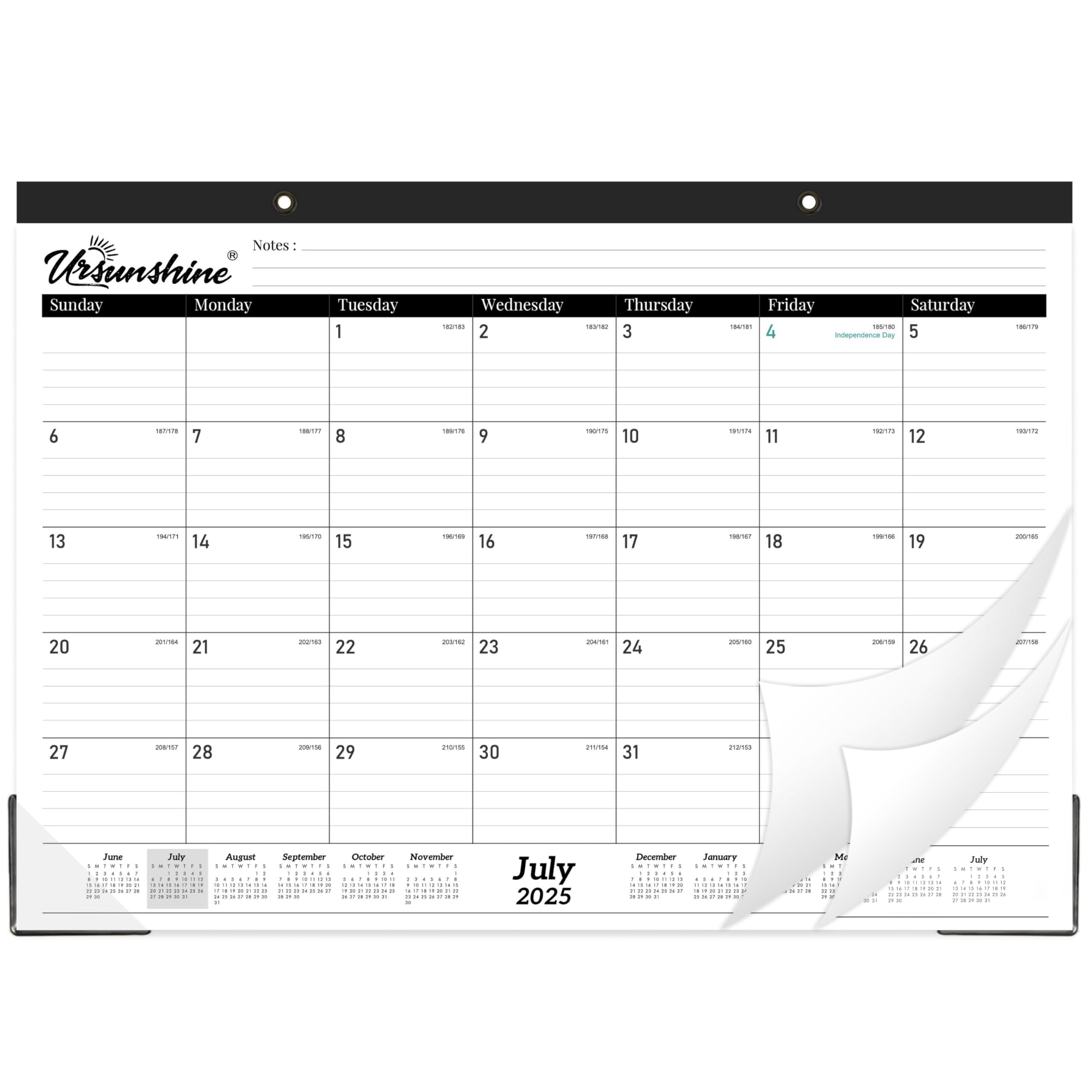 Desk Calendar 2025-2026 - 18 Month 2025-2026 Desk Calendar, Jul 2025 - Dec 2026, 17" x 12", Desk/Wall Calendar 2-in-1 with Notes, Corner Protector, Ruled Blocks - Standard