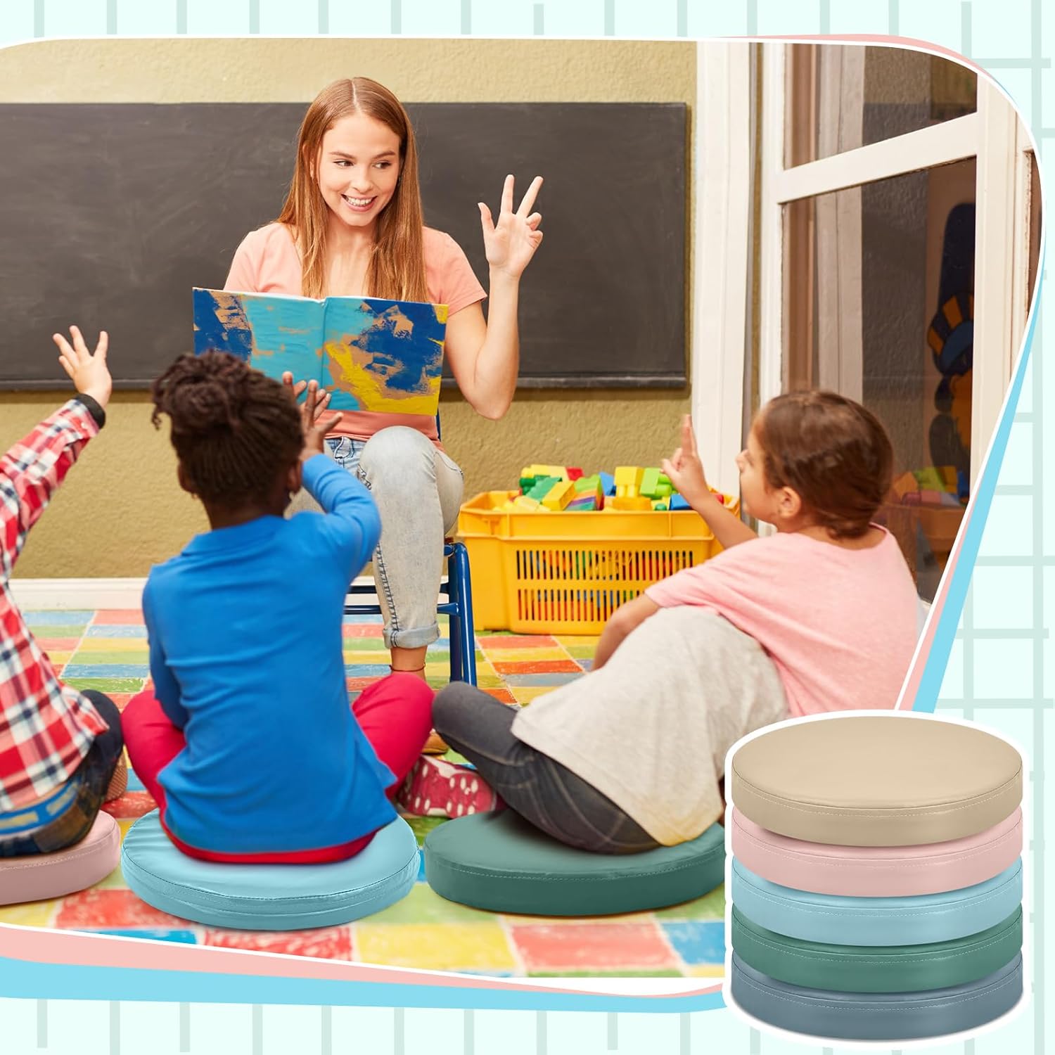 Juexica 5 Pcs Extra Thick Flexible Seating Floor Cushions Assorted Colored Pillow Floor Cushions for Classroom Soft Flexible Seating for Kids Learning Sitting Daycare School Chair (Morandi Colors)