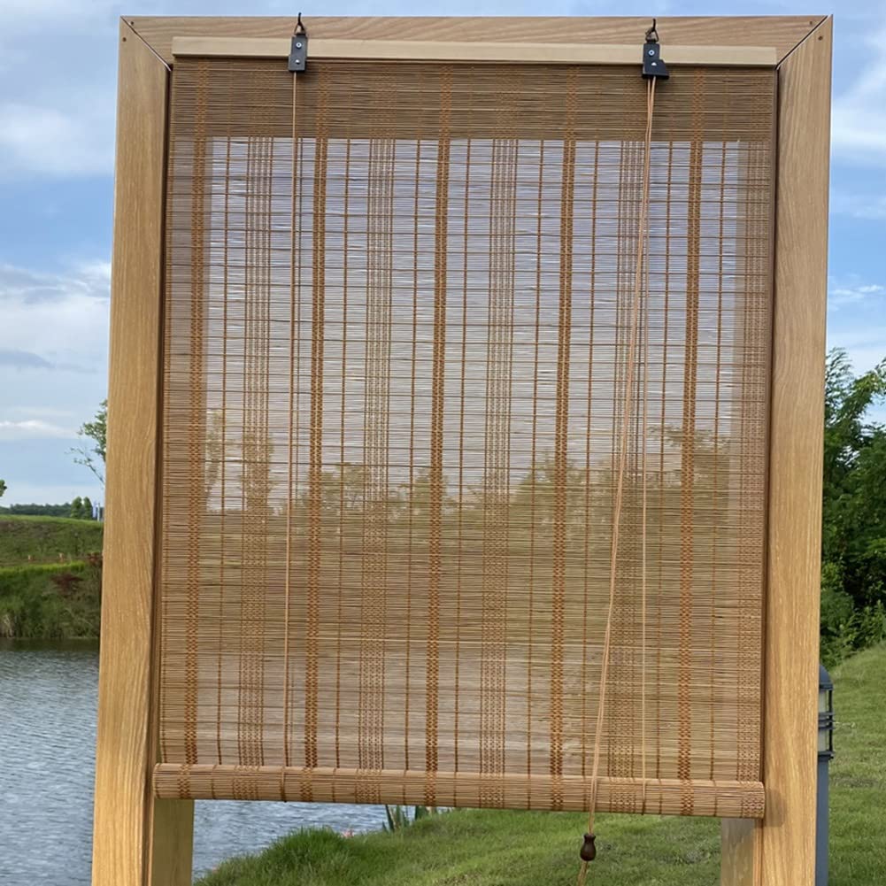 Naturalnego Roleta Bambusowa, na Drzwi i Okna, Zasłona Rzymska, Roleta Drewniana Carbonized, 50% Blackout (Size : W160xH180cm/63x71inch)