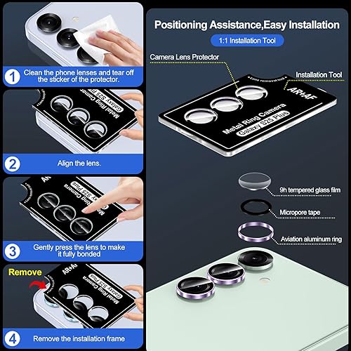 Vista 36 de para Samsung Galaxy Z Flip 7 Protector de Lente de Cámara, Cubierta de Lente de Vidrio Templado con Anillo de Metal Individual, [Fuerte Adhesión] 1