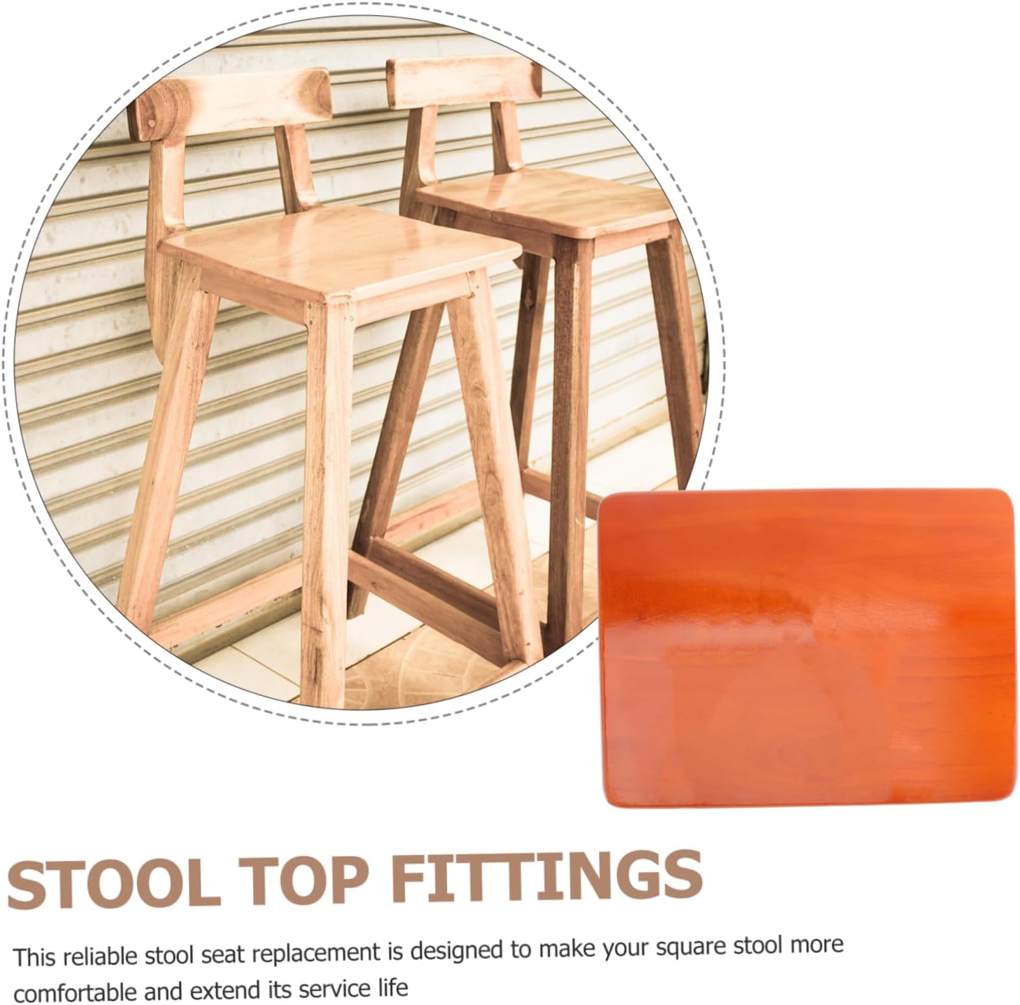 Wooden Stool Seat Replacement for Square Stool Restaurant Bar Chair Wood Seat Accessory