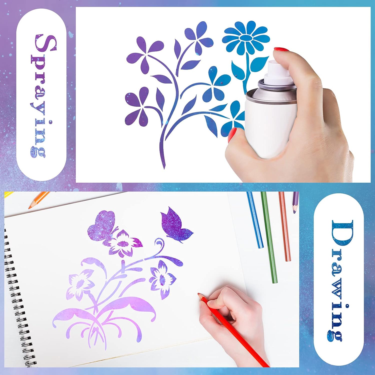 20 Pieces Flower Deer Stencil Template for Painting Reusable Forest Wolf Mountain Snowflake Stencil Spring Winter Template, DIY Christmas Stencils for Painting on Wood Wall Home Decor (Plants Style) : Arts, Crafts & Sewing