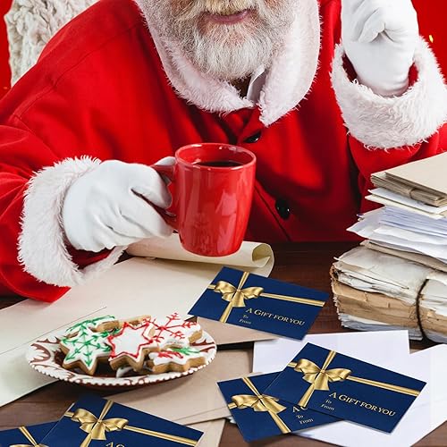 Vista 23 de Glenmal 50 sobres para tarjetas de regalo de Navidad con soporte para tarjetas de lazo dorado, sobres de negocios con bolígrafo de tinta dorada