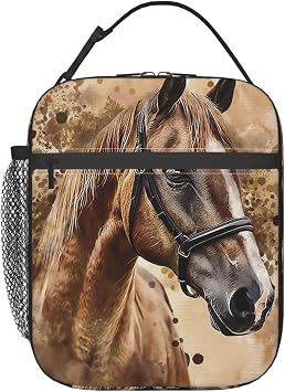 Horse Lunch Box for Adults Women Girls Boys Kids Animal Lunch Box Insulated Cooler Reusable Lunch Bag Container Gifts for Work Office Picnic Travel School