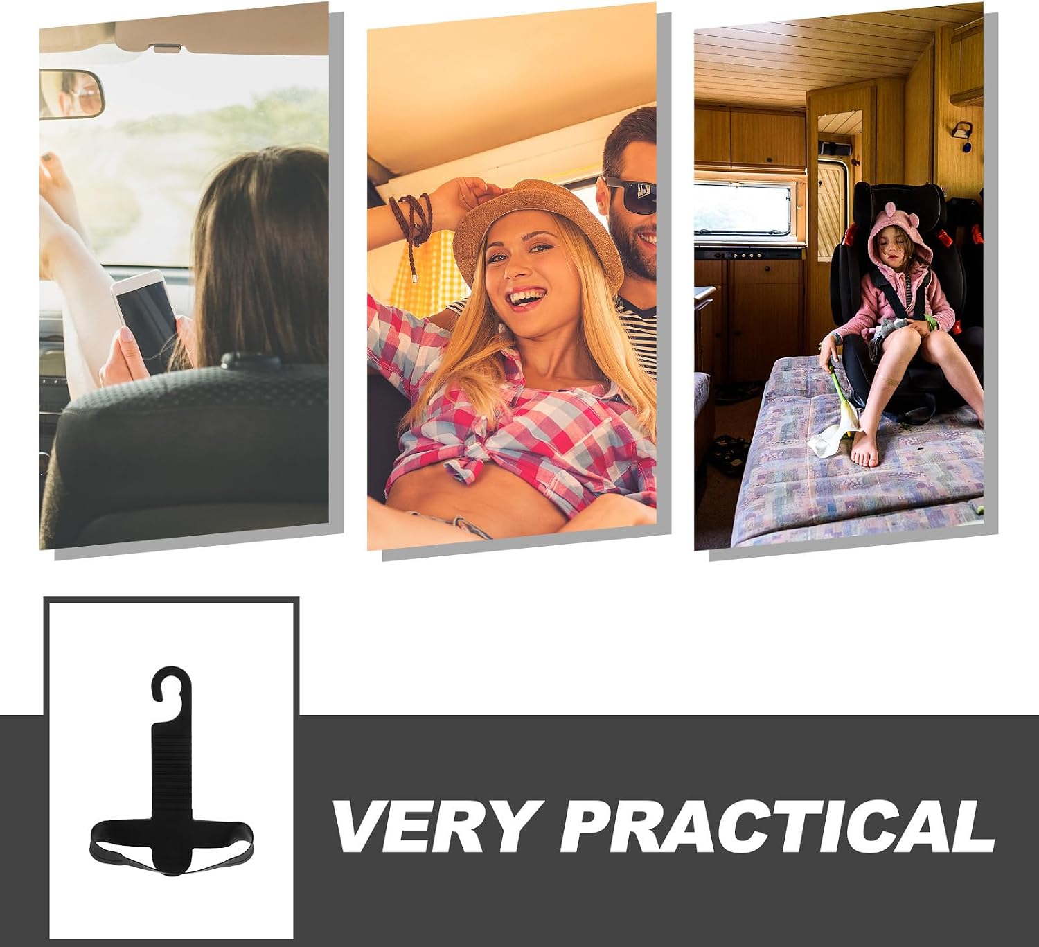 NOLITOY Car Seat Headrest Tissue Box Holder, Black Plastic Hanging Clip image 3