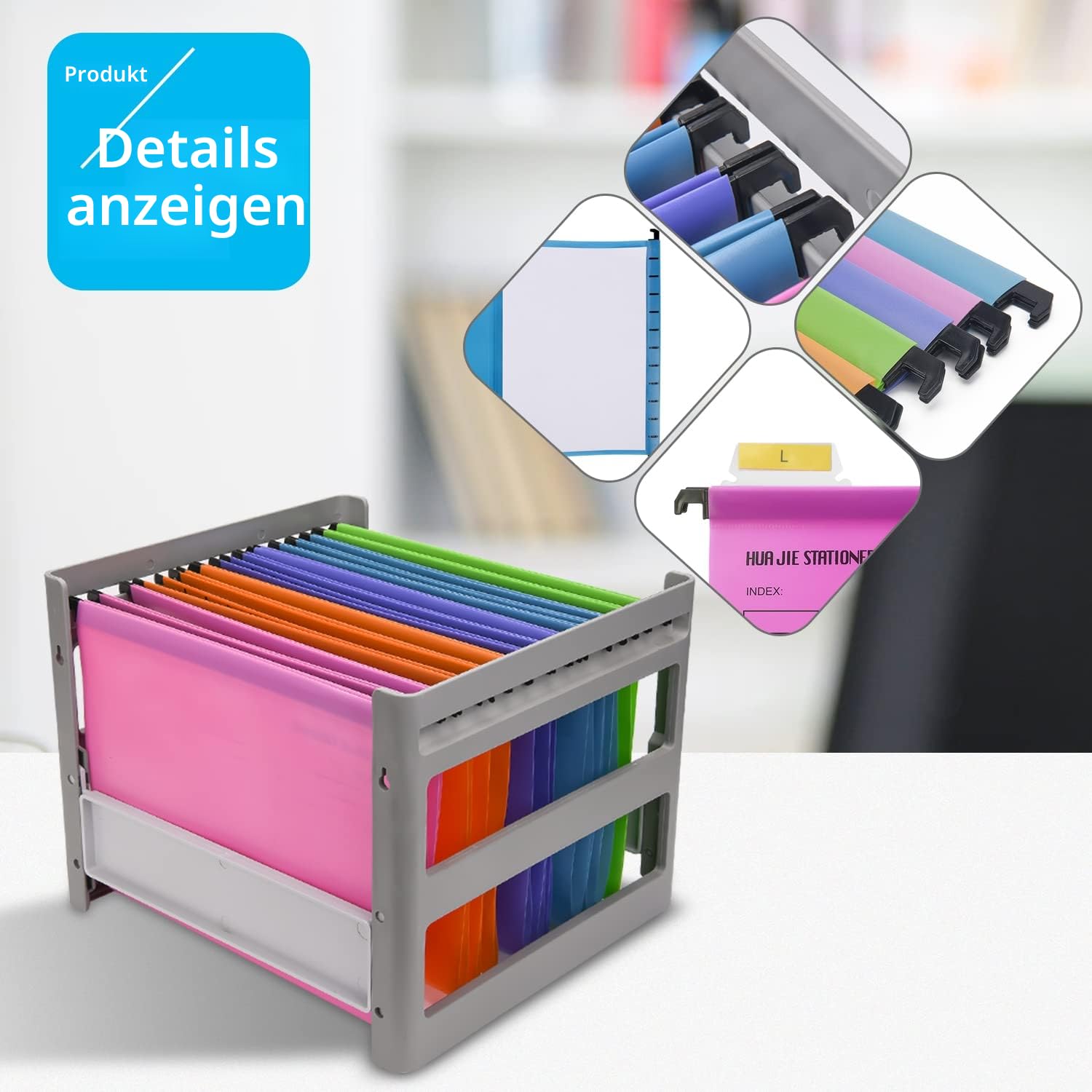 15 Stück PVC-Aktenschrank A4 Hängeregistraturen mit Tabs und Einsätzen für Büro, Schule, Schreibtisch, Aktenaufbewahrung