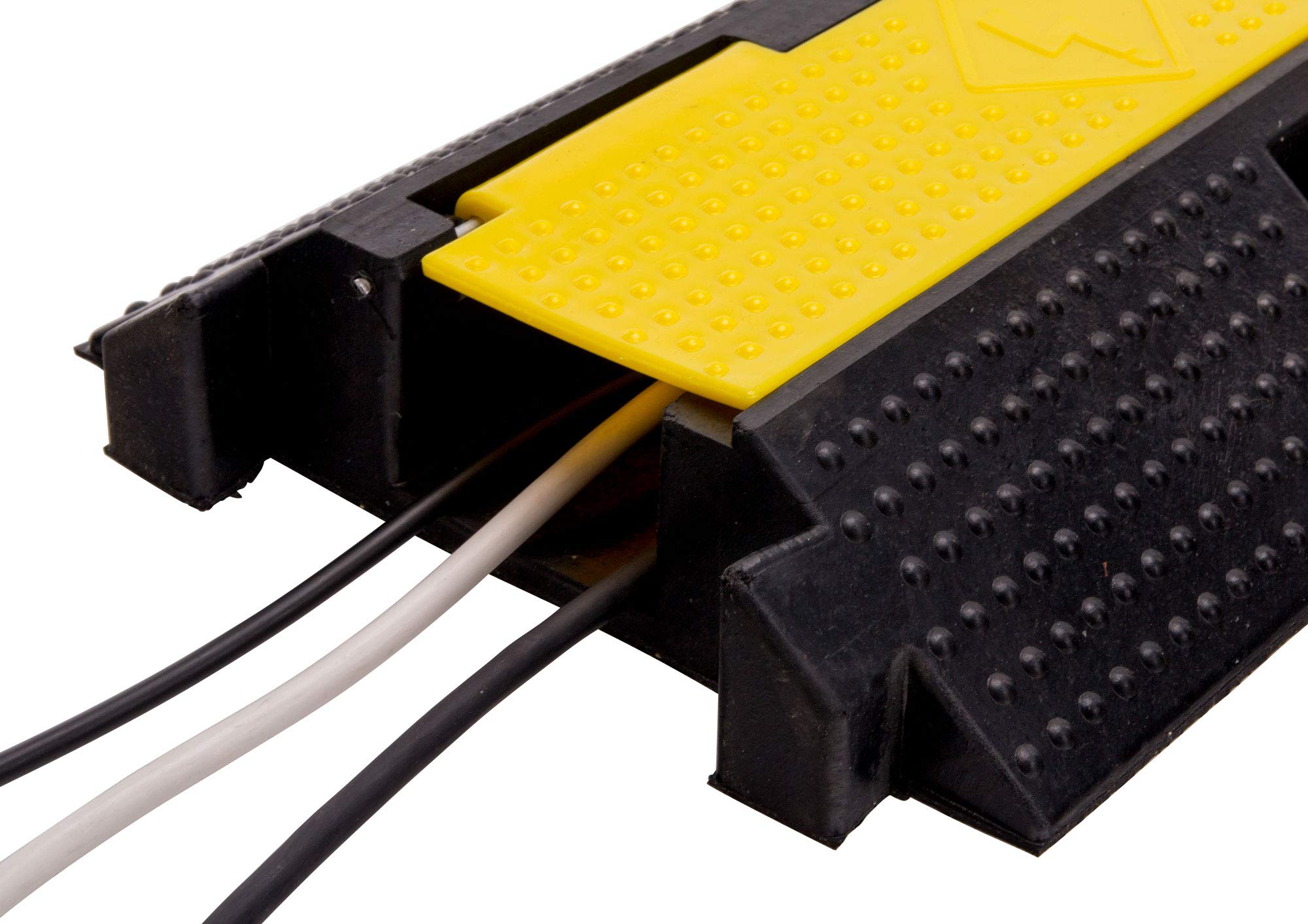 6X Pronomic Protector 1-100L Kabelbrücke 1-Kanal mit Steckverbindung 100 x 26 x 7 cm - Kabelkanal aus Kunststoff für Veranstaltungen - Kabel Überfahrschutz für Boden - Schwarz/Gelb