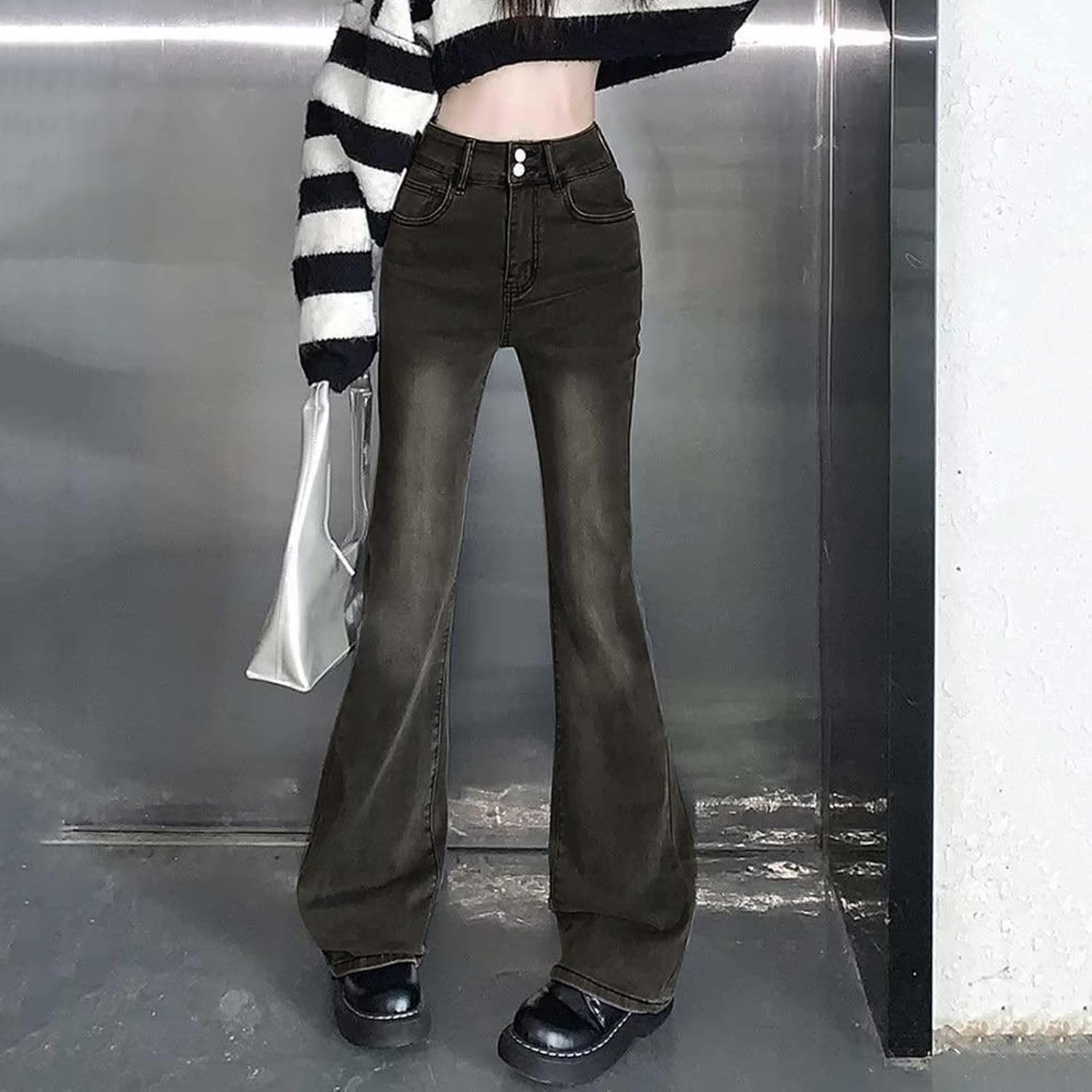 Y2K Jeans for Women Baggy Boyfried Jeans Loose Wide Leg Jeans High Waist Hip Hop Pants Casual Trousers Goth Trousers