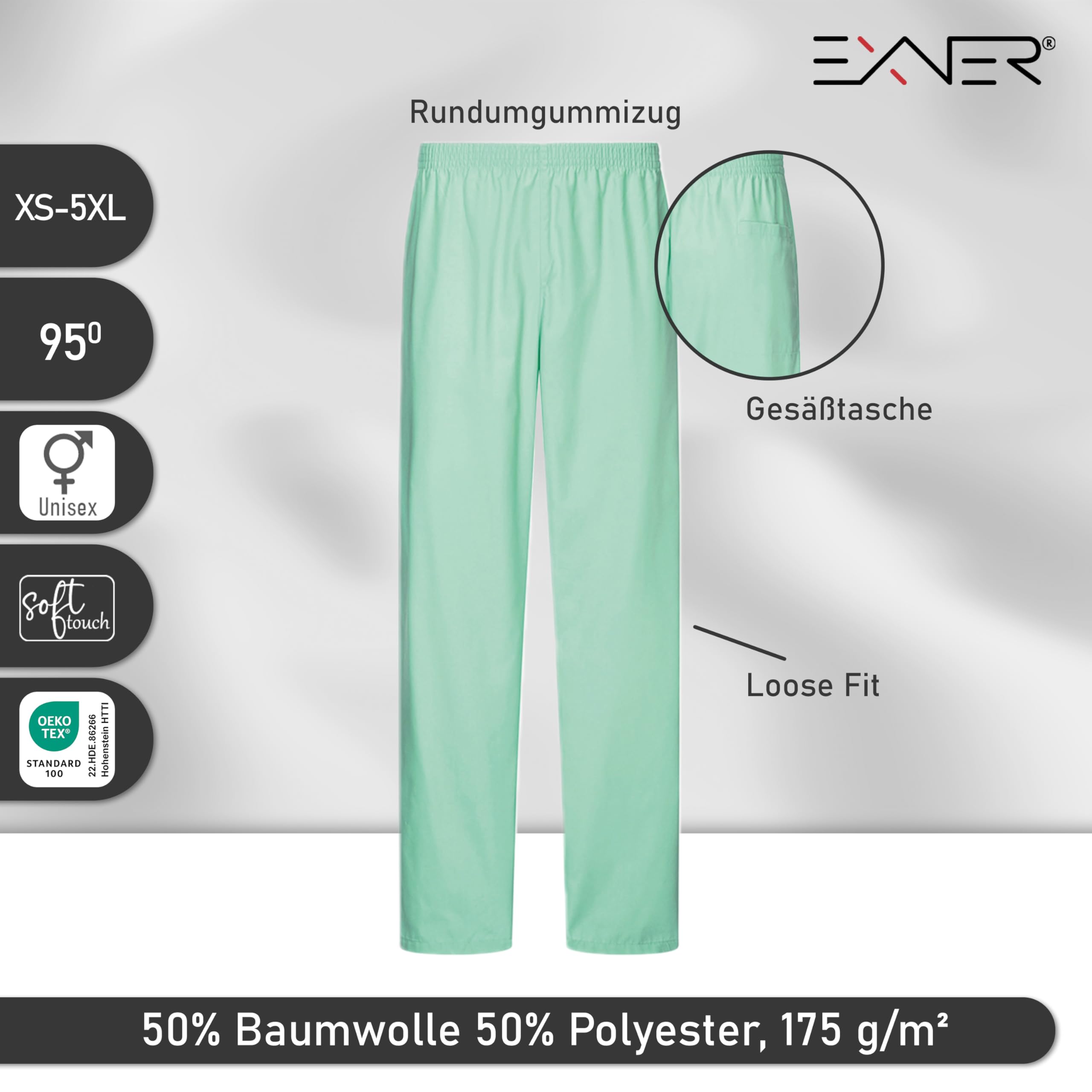 EXNER Medizin Kasack Set – Kasack & Hose für Damen und Herren, Pflegebekleidung Set in 26 Farben, Oberteil + Hose farbig, Schlupfkasack & Schlupfhose, XS–5XL