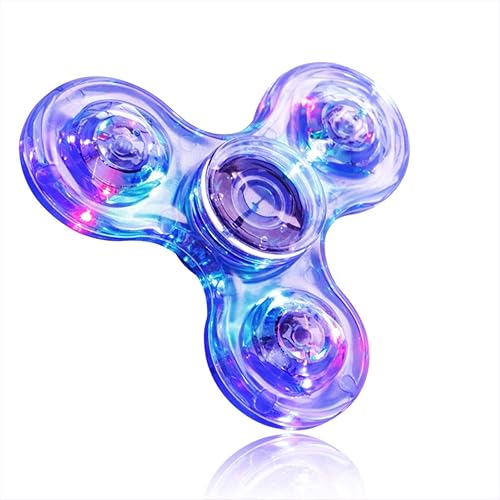 figrol Tri mano Spinner Fidget juguete material ABS 608si3N4LED transparente para 13minutos Spinning Azul