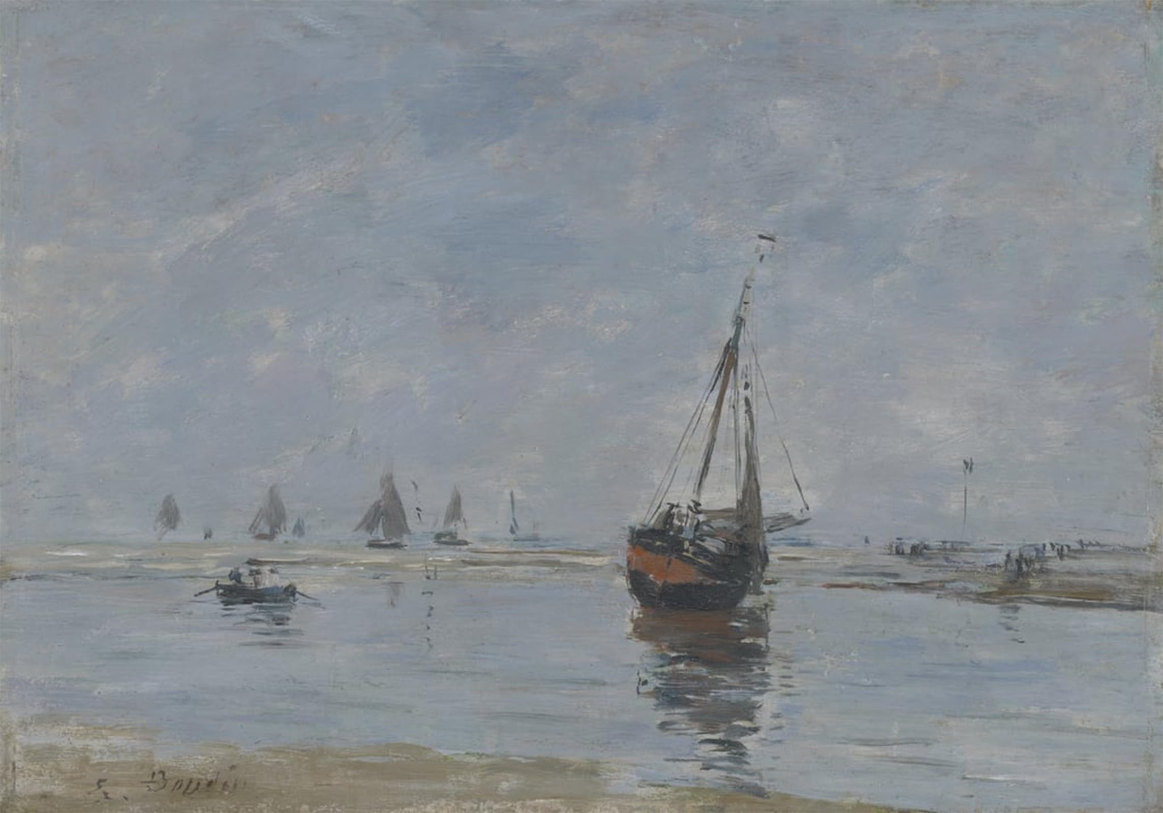 ARTXLXXBN Famous Painting Art Wall Decor Abstract Art Picture Trouville At Low Tide by Eugene Louis Boudin Animal Pictures for Home Decor 60x90cm