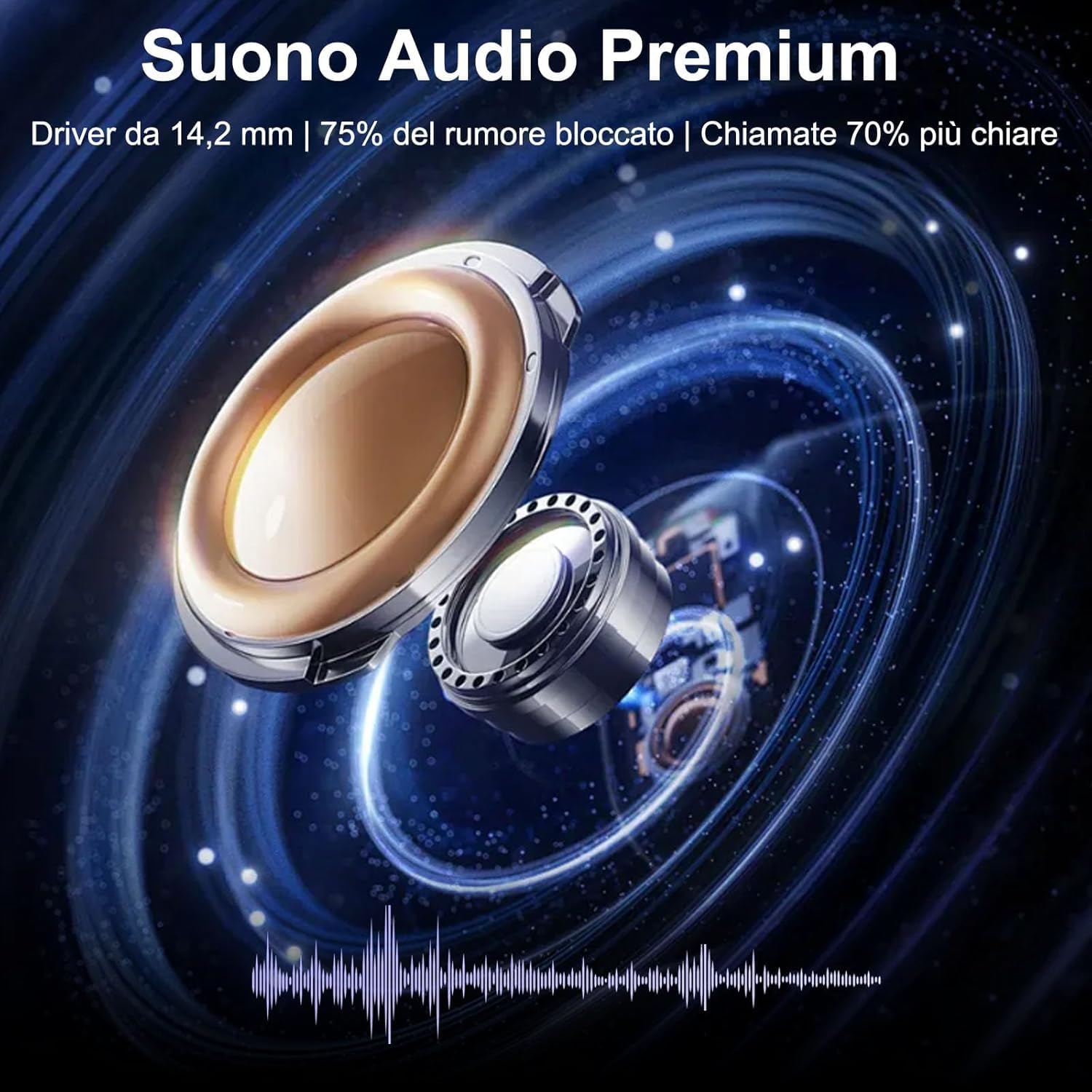Ordtop Cuffie Bluetooth 5.4 Sport, Auricolari Bluetooth di Alta Qualità | Cuffie Wireless 70 Ore HiFi Stereo,4 ENC Cancellazione Rumore Mic,Impermeabili IPX8,Display a LED,Cuffiette Per Sport Estremi