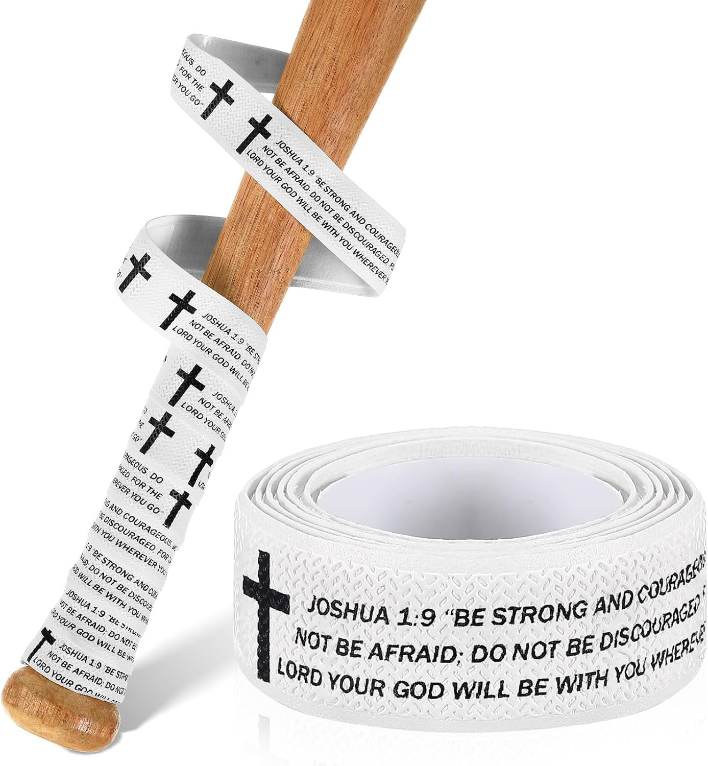 Pushglossy Faith Cross Christian Baseball Bat Grip Tape 1.5mm - Precut Non-Slip Adhesive Religious Softball Grip for All Bats