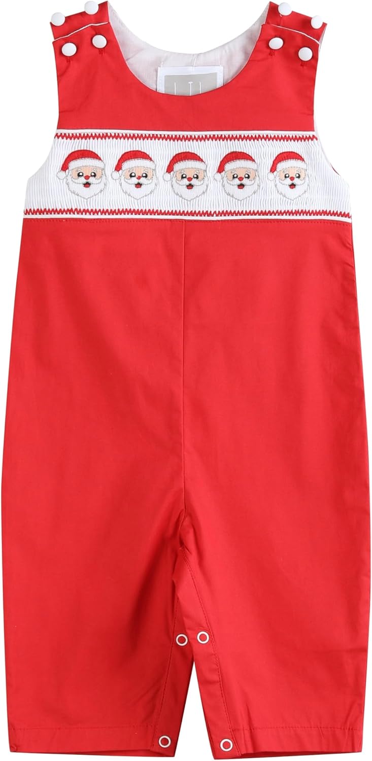 Lil cactus Boys Baby and Toddler Smocked Christmas Overalls