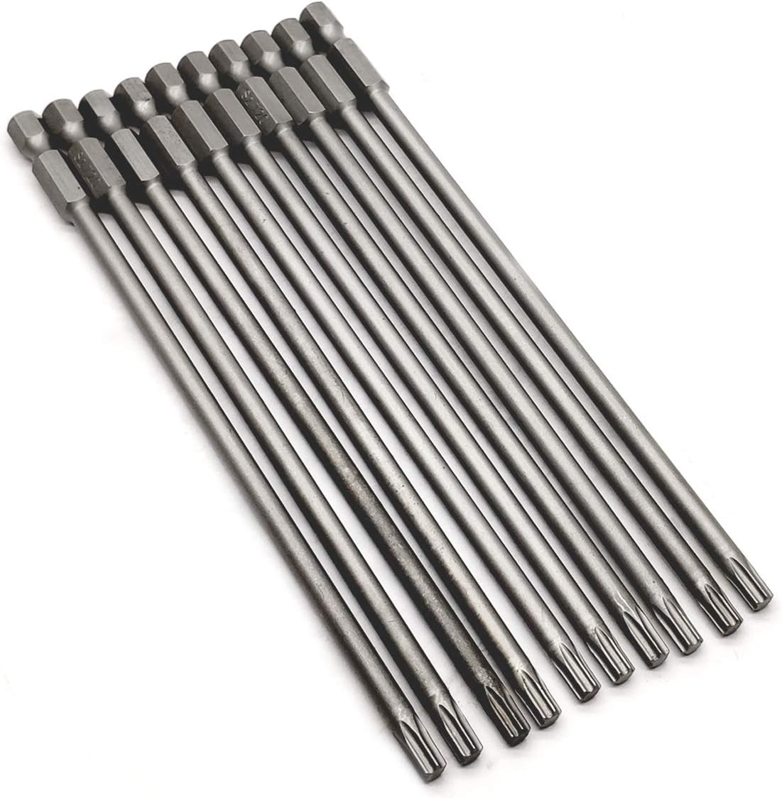 10PCS 4"/100mm T25 Torx Head Screwdriver Bit Set, 1/4 Inch Hex Shank with Quick Release Slot,S2 Steel Magnetic Security Tamper Proof Star 6 Point Screw Driver Kit Tools