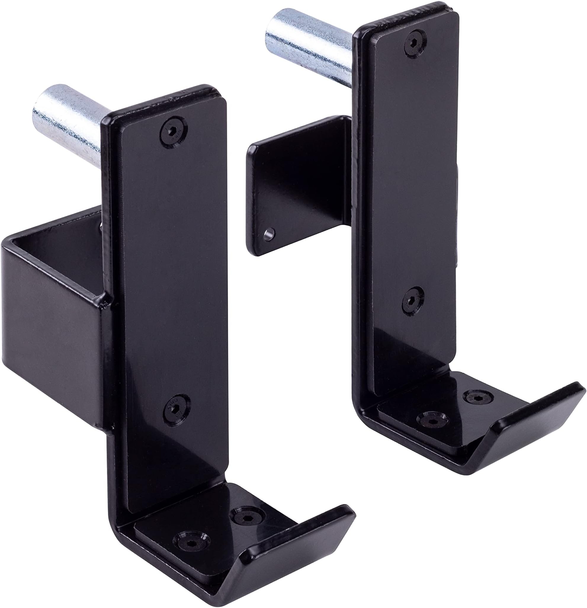 AmStaff Fitness J-Hooks J-Cup Power Rack for 2"x 2" 2.5"x2.5" 3"x3" Tube Squat Rack Attachment, Barbell Holder for Power Cage, Heavy Duty 1000 LB Capacity, (Set of 2)