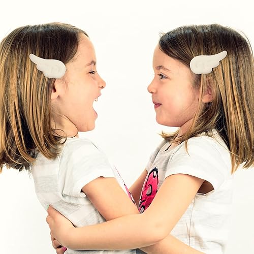 Miniatura 5 de Beaupretty Pinzas de pelo de dibujos animados, pinzas de pelo de alas de ángel de felpa antideslizantes para niñas y mujeres (blanco)