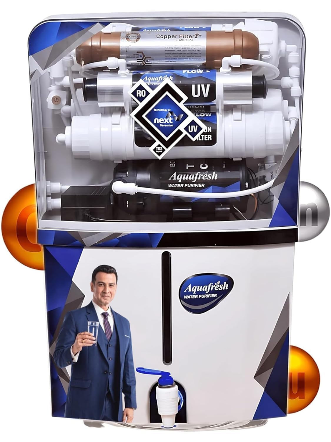 Aqua X Pure Next-Generation RO Water Purifier with LED UV | Activated Copper & Zinc | TDS Taste Controller | 12L Storage | Saves up to 60% Water | 1 Year Warranty.