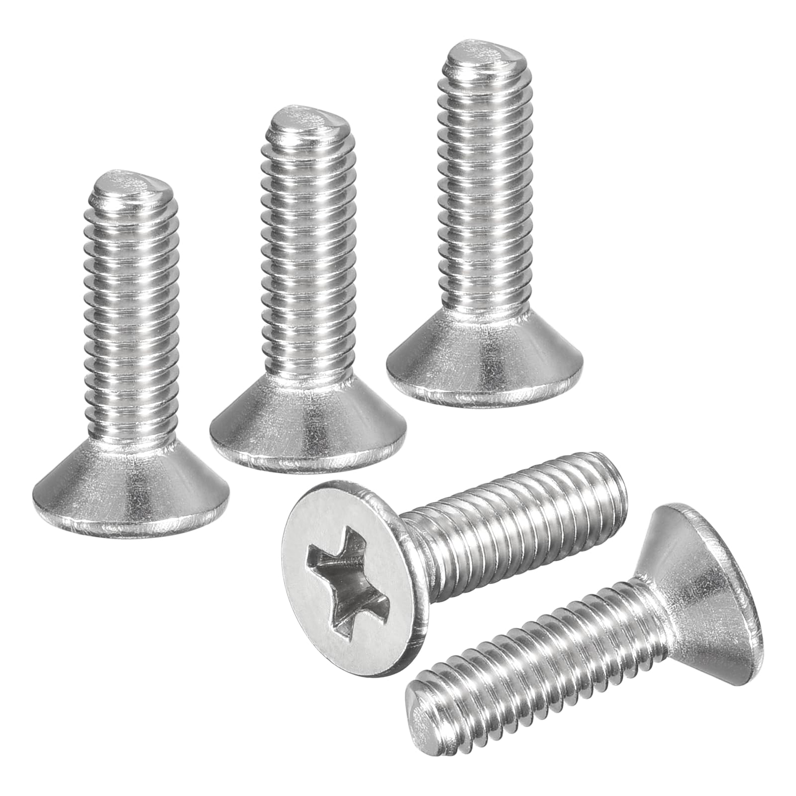 DTGN 5/32"-32x5/8" Phillips Countersunk Head Bolt - 50pcs - Good for Outdoor Machinery Fastening Maintenance - 304 Stainless Steel Flat Head Machine Screw Bolt - Silver Color — image 1