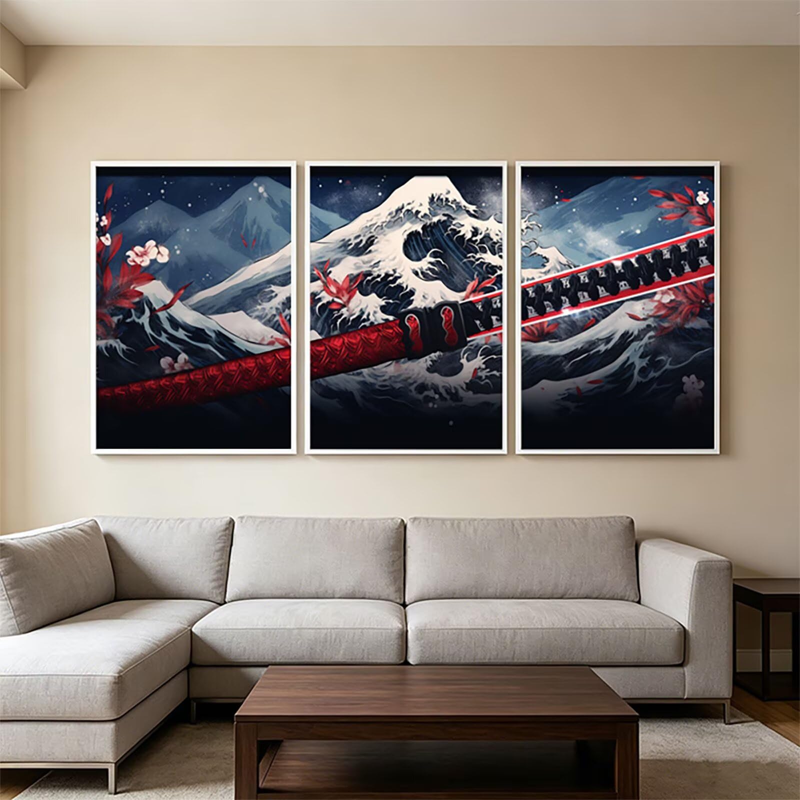 Zestaw 3 sztuk miecza samurajskiego, diamentowe zestawy artystyczne dla dorosłych, mocowanie 5D, Fuji, pełne zestawy wierteł, 61 x 40 cm, kryształ górski, haft krzyżykowy, prezenty dla kobiet PZSH