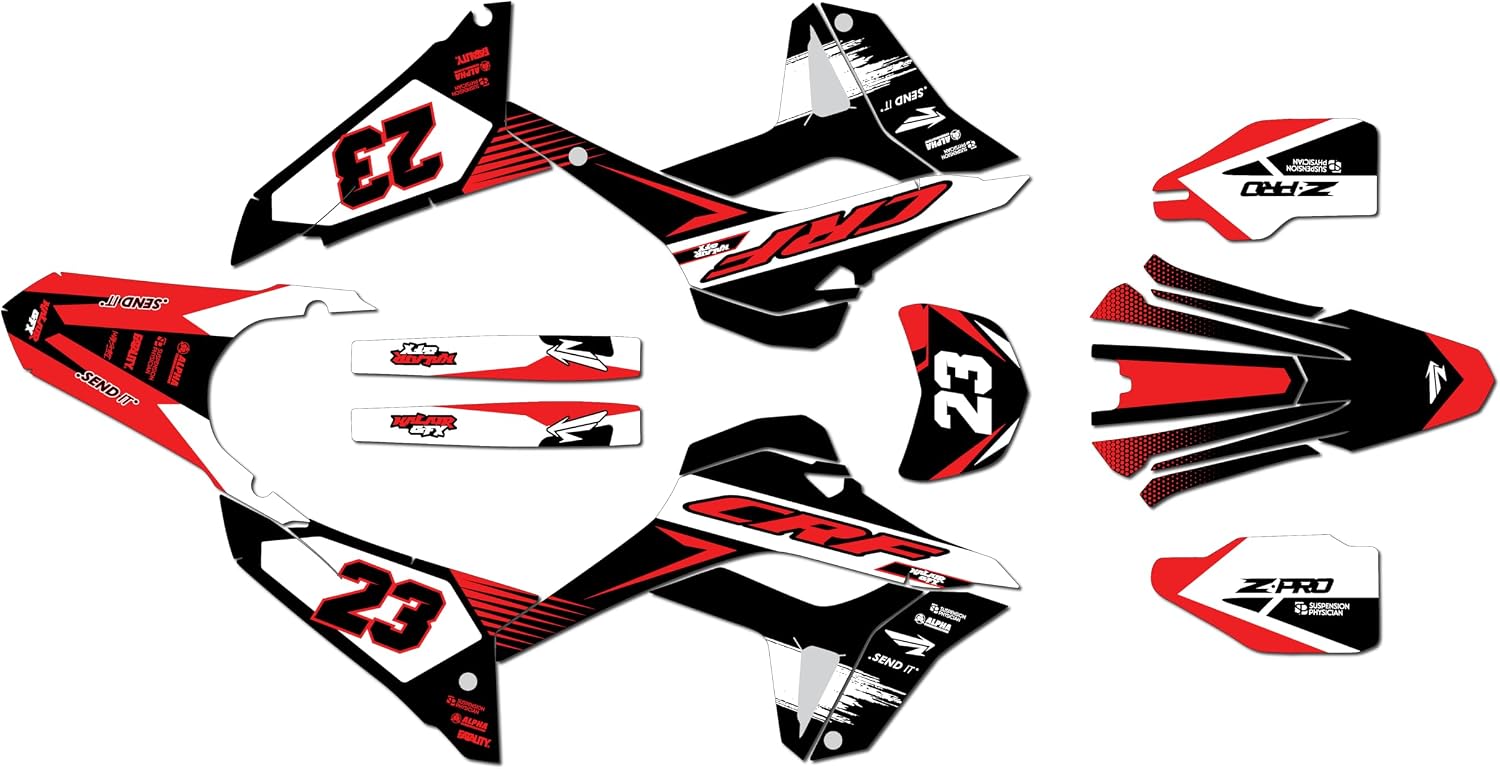 Graphics Kit for Honda CRF 300L (2021+) Evader Series Red 16 Mil - Dirt Bike Custom Racing Graphics Decals Stickers Kit, no-Plastics