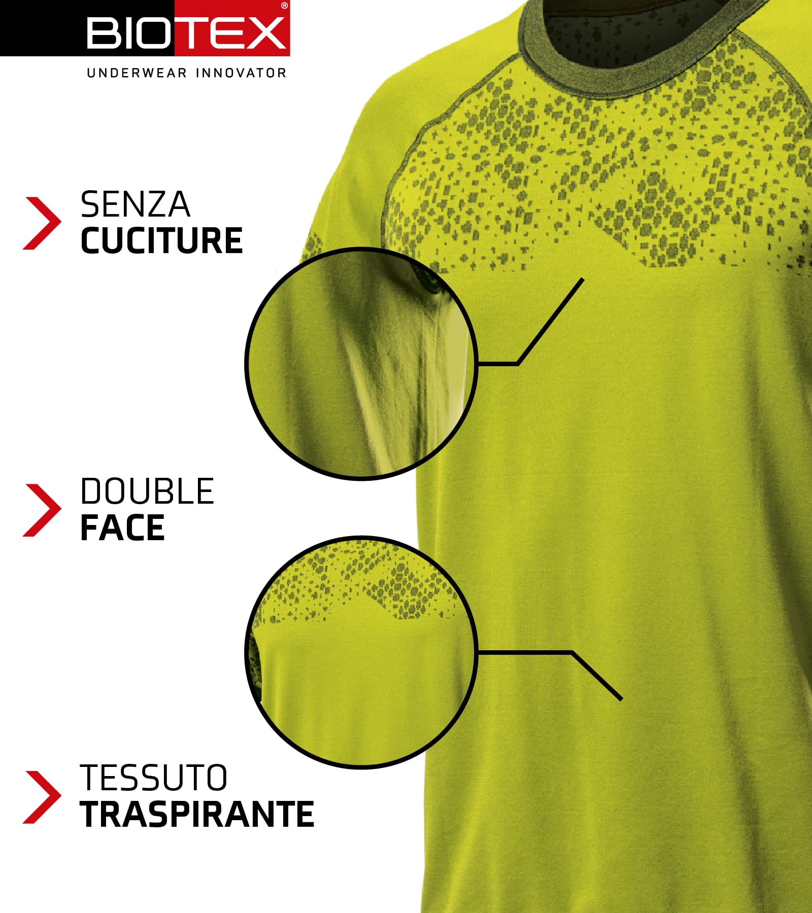 BIOTEX T-Shirt Ingamba Double Face per Ciclismo e Running, Intimo Tecnico Sportivo, vestibilità Morbida