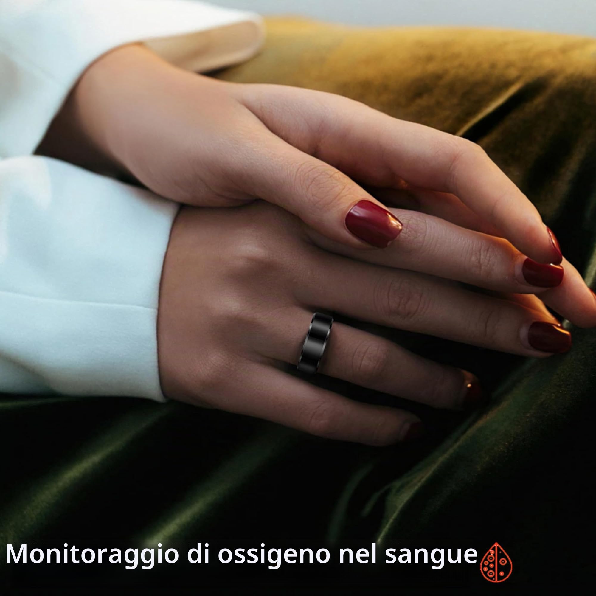 Beafon, Felixx, anello intelligente, SR6, argento, misura 8 (56,9 mm), fitness tracking, frequenza cardiaca, monitoraggio della pressione sanguigna, contappi, IP68, Bluetooth, acciaio inox, con