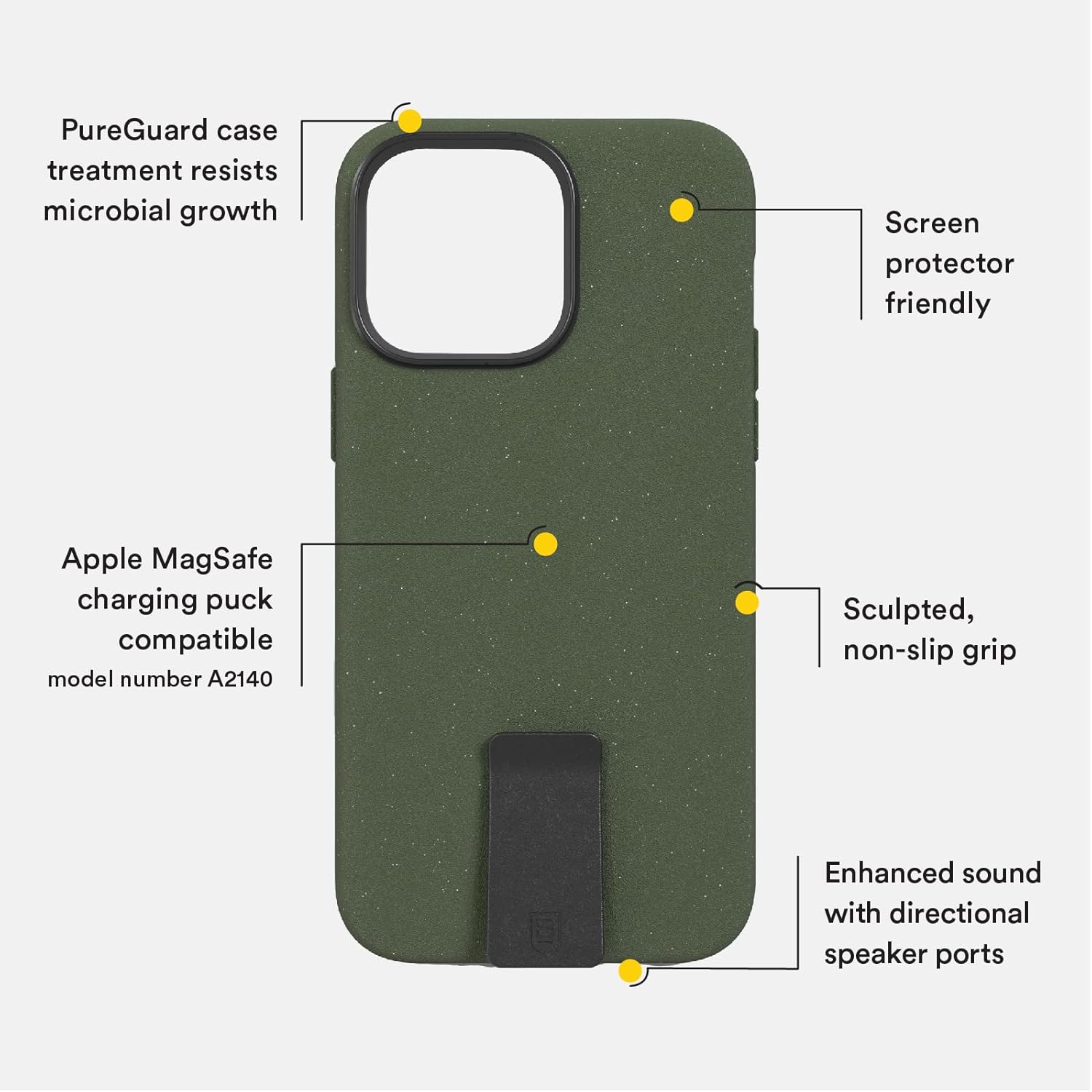 BodyGuardz Motus MagSafe for iPhone 14 Pro Max Case, Rugged Shockproof Technology, 14FT Military Grade Drop Protection, Vertical Self Stand, Compatible with MagSafe - Green