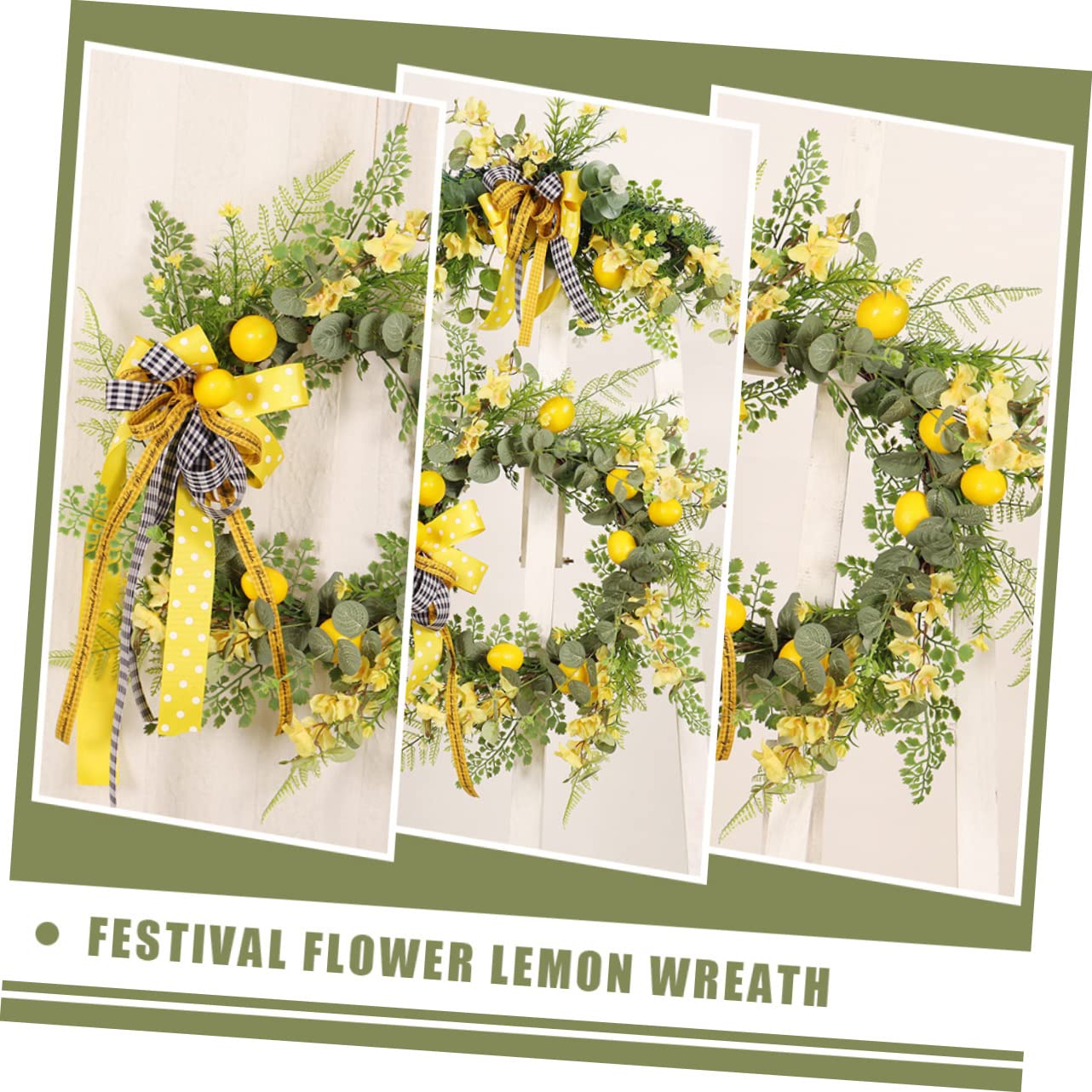 Ghirlanda Estiva ad Anello Fiori di Seta Realistici | Limoni Finti per Decorazioni, Ghirlande Fuoriporta per Accogliere Ospiti, Atmosfera Estiva