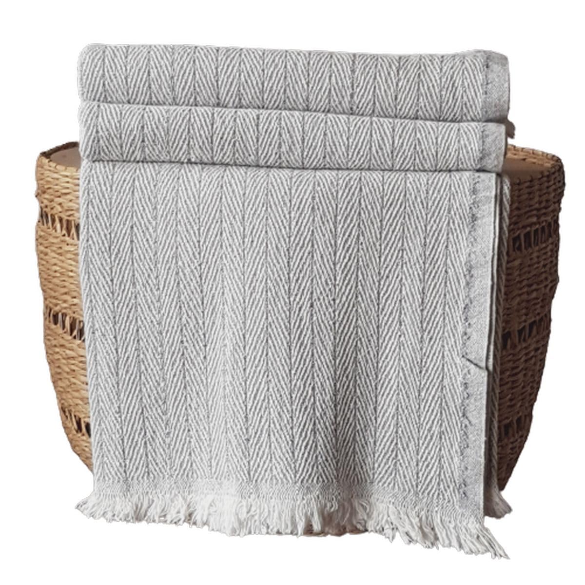 Casasofte Cozy Turkish Light Gray Throw Blanket | 50 x 60 inches Thick Turkish Cotton Blanket | Bedding Decor Bedspread