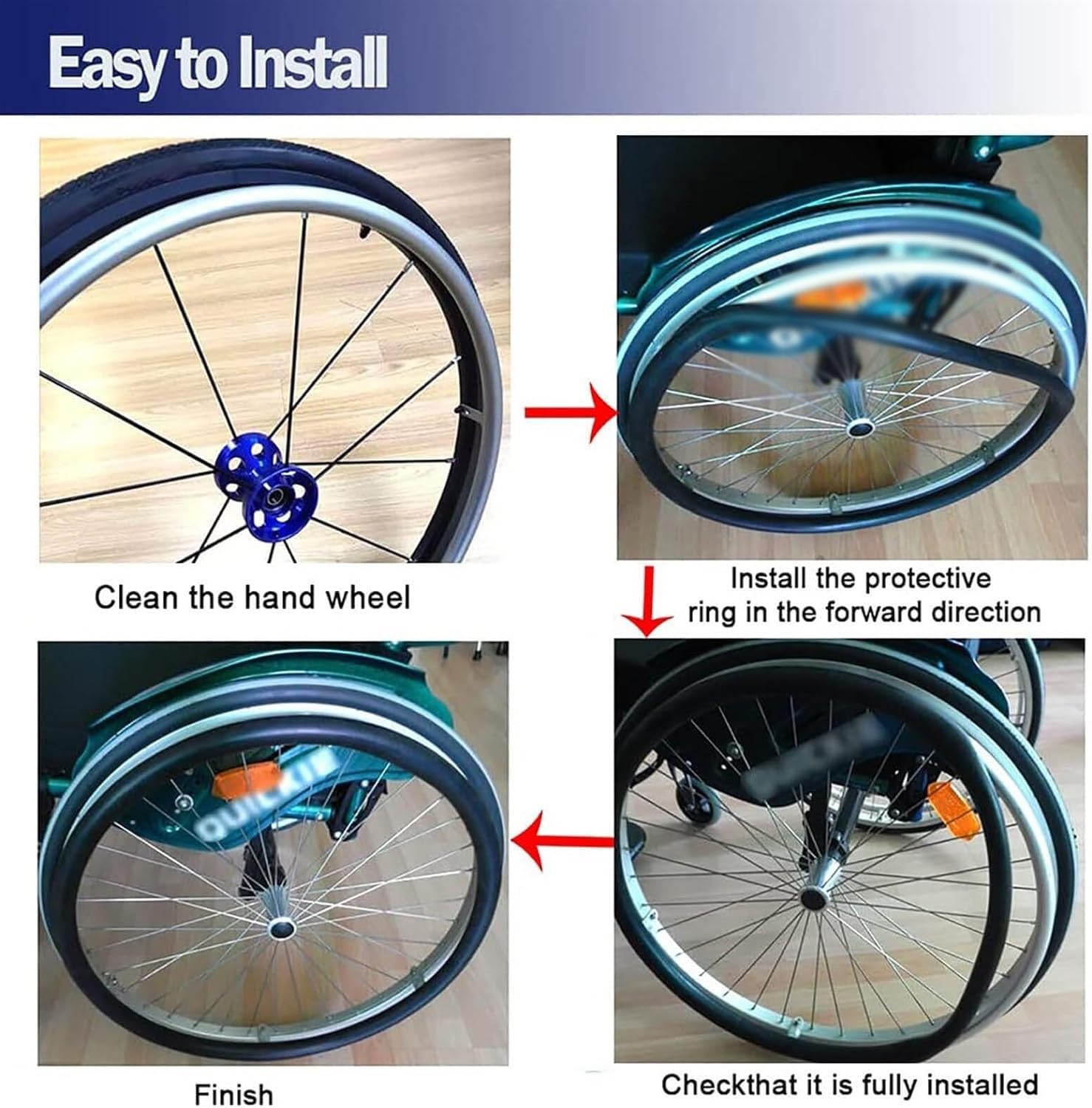 Silikon-Schutzhülle für Rollstuhl, rutschfest, für Hinterrad, verbessert Griffigkeit und Traktion, Zubehör für 61 cm große Rollstühle