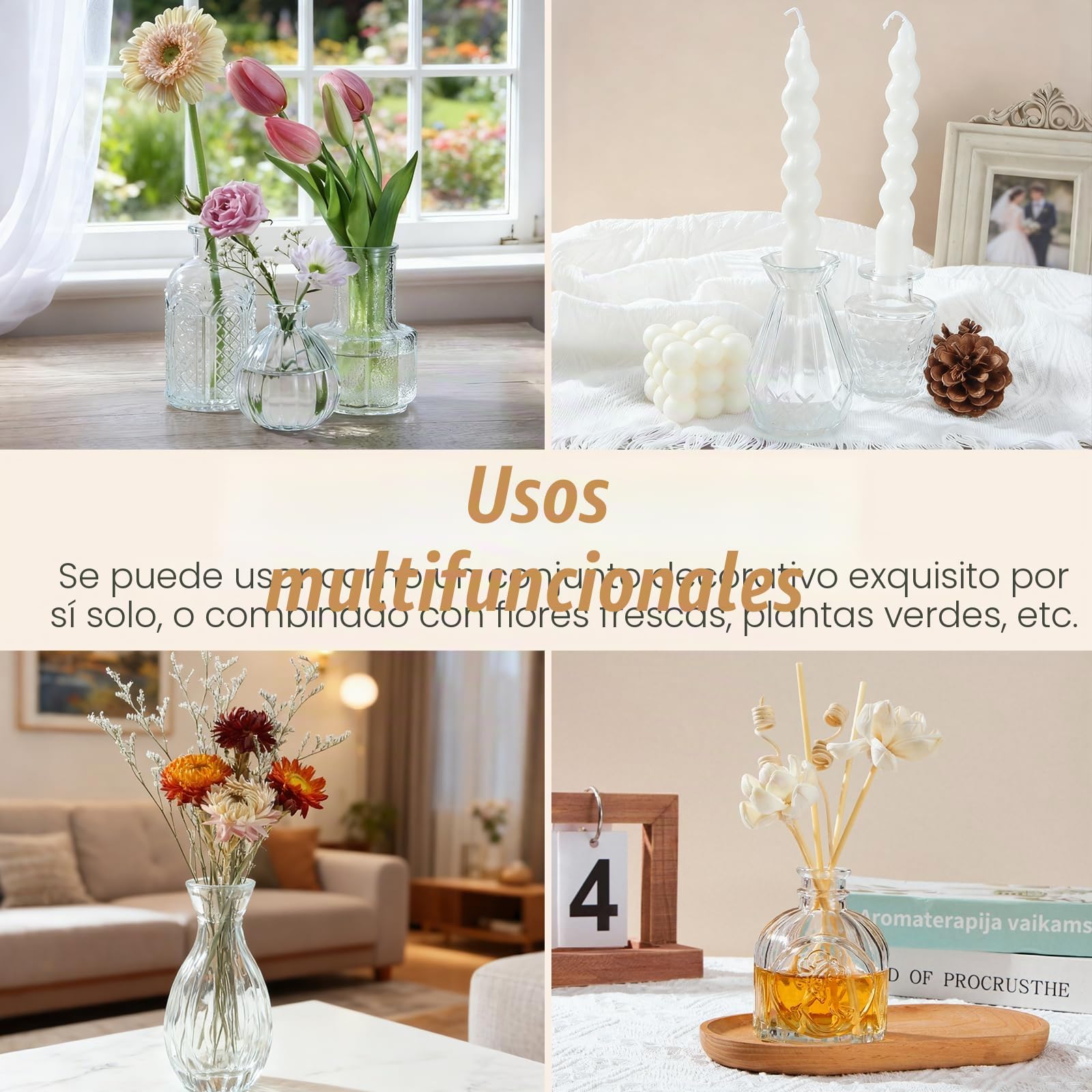 33 Jarrones de Cristal, Jarras Miniatura para Centros de Mesa, Jarrones Pequeñas Transparentes para Flores, Ideal para Decoración de Cumpleaños, Recepción de Boda y Decoración Hogareña