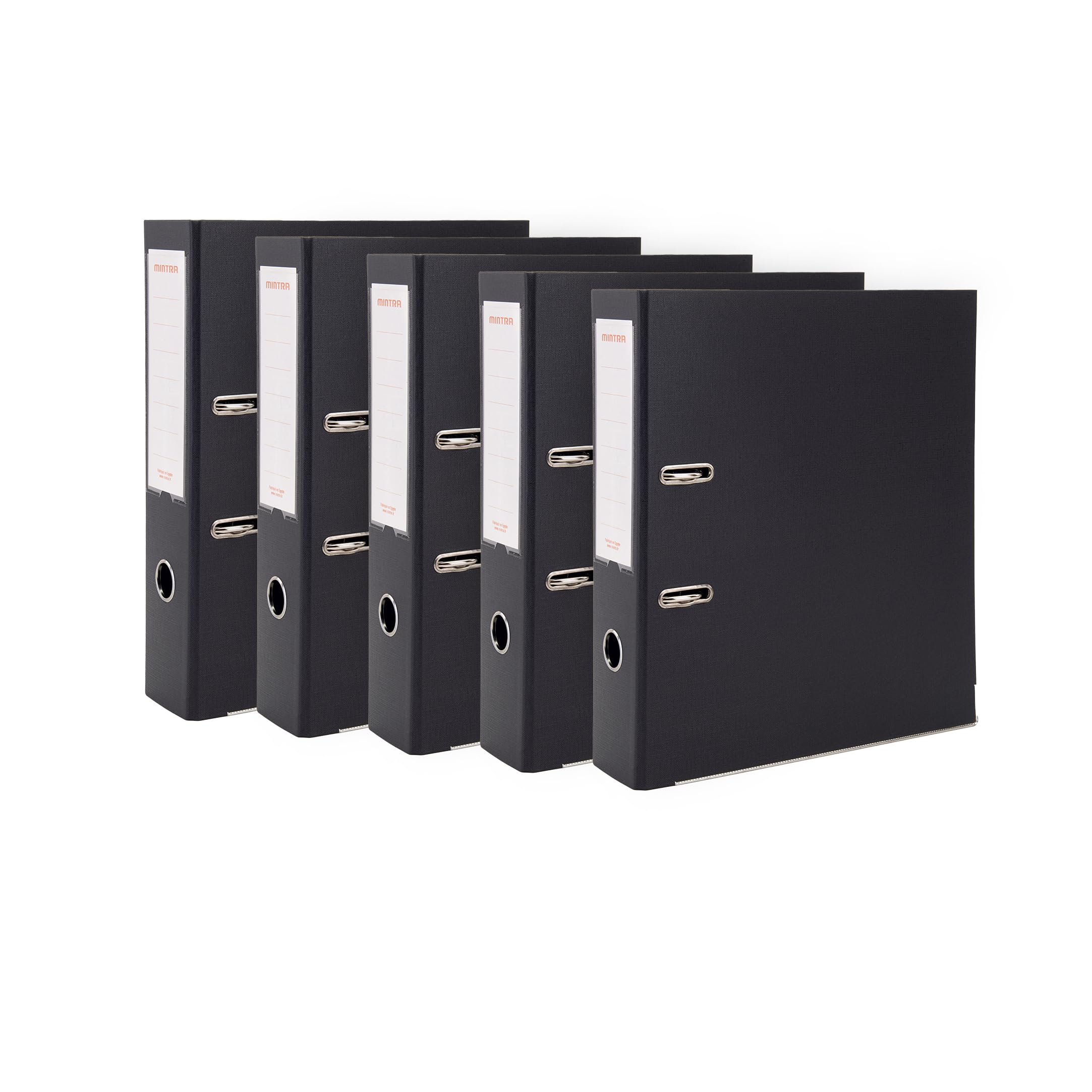 Mintra Pack of 5 Premium Polypropylene Lever Arch Files (Black, 50 mm)