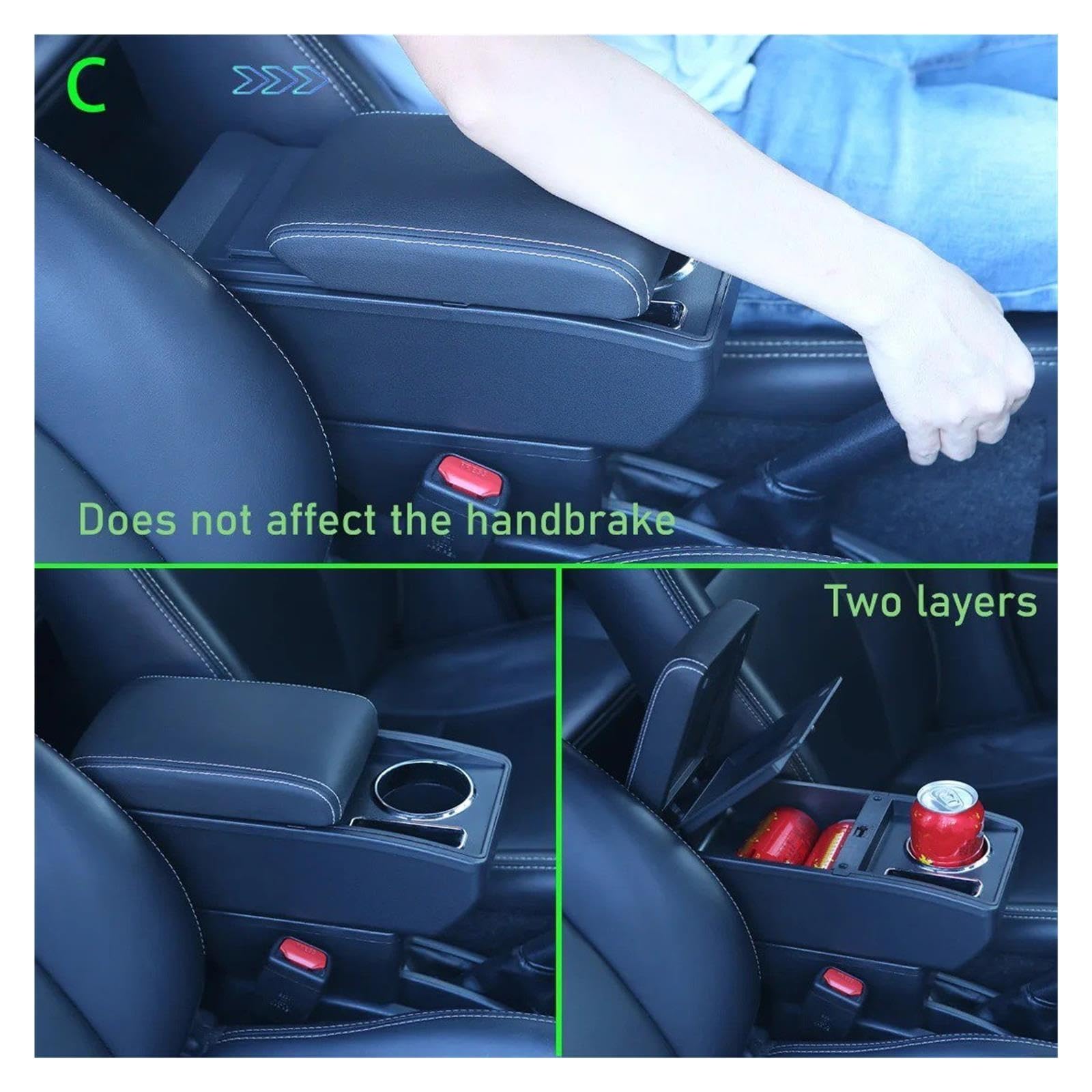 Para Duster 2010-2018 Caja Almacenamiento Interior Reposabrazos Coche