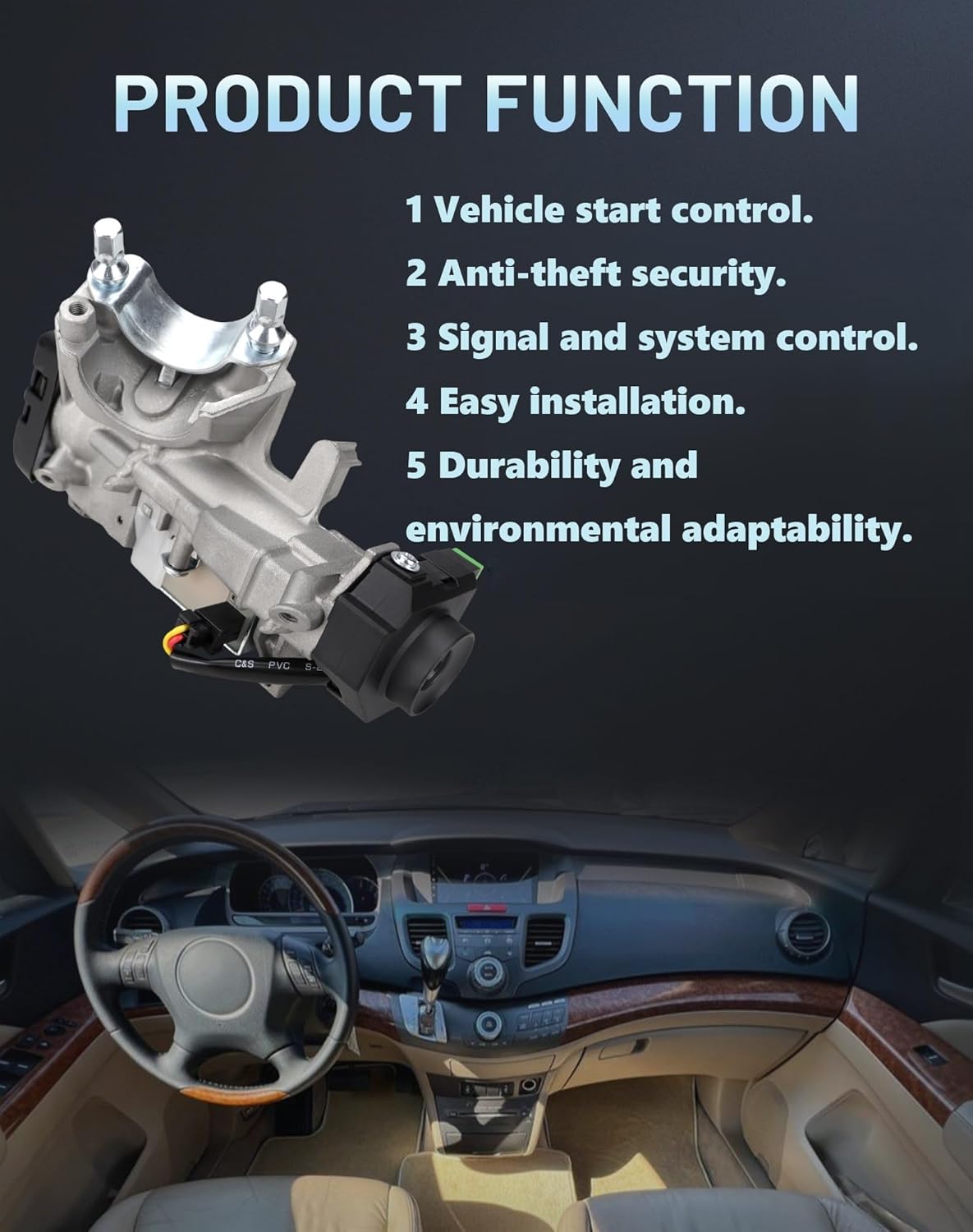 35100-SDA-A71 Ignition Switch Lock Cylinder Assembly with 2 Keys Compatible with Honda Accord 2003-2007/ Odyssey 2003-2007/ Fit 2003-2007/ CR-V 2003-2007