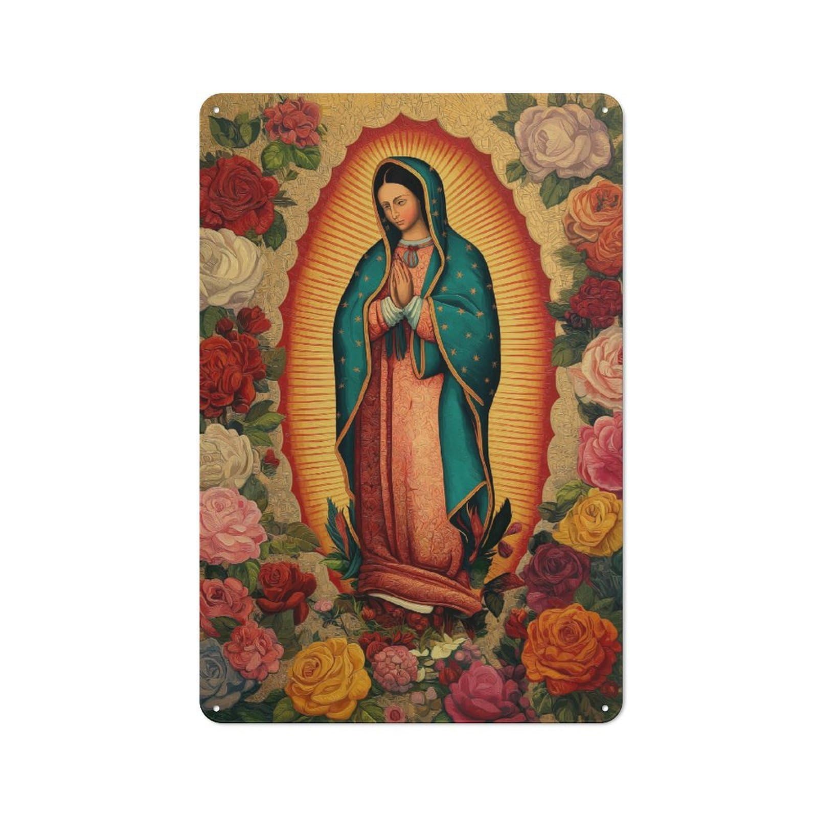 Junmoney Our Lady Of Guadalupe-1 Tin Wall Plaque 30X20cm With For Home Bar Wall, For Kitchen And Home Bar Decor, For Home Office And Studio Walls