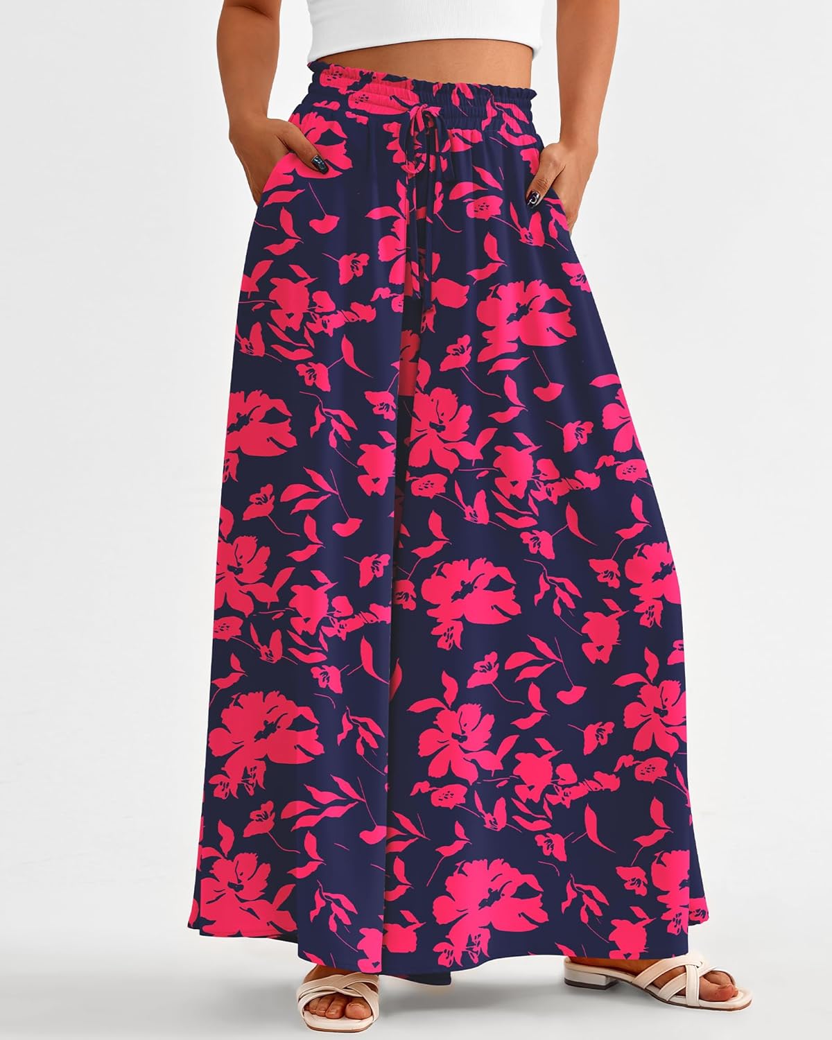 BTFBM Women Casual High Waist Wide Leg Pants 2026 Spring Summer Long Palazzo Pants Pocket Lounge Beach Vacation Clothes - Image 2