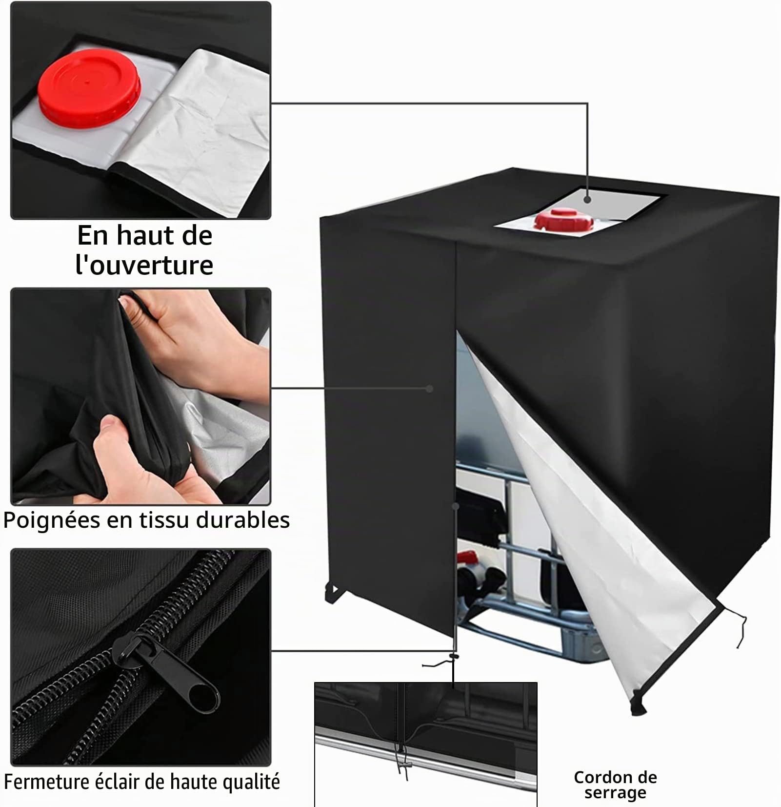 Bâche Réservoir Eau IBC 1000 L Couverture Container Citerne Anti-UV Résistant Déchirure