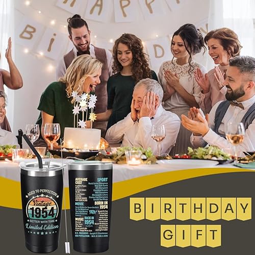 Miniatura 7 de Jettryran Regalos de cumpleaños número 70 para mujeres hombres padres abuelos de 70 años regalos de 20 onzas doble cara vintage 1953 con información