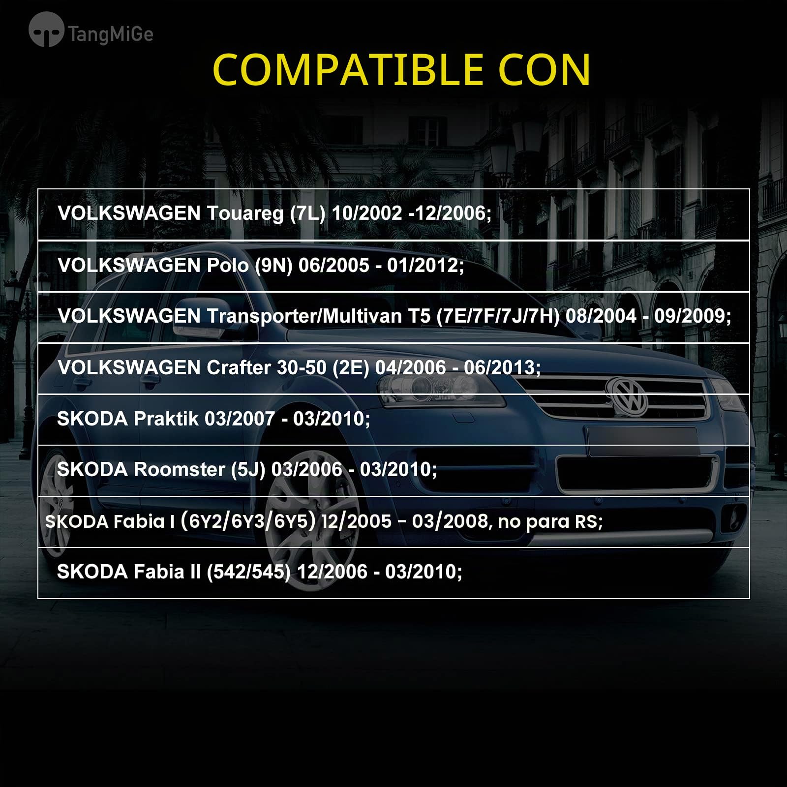 TangMiGe Luces antiniebla para Volkswagen VW Transporter Multivan T5 (7E 7F 7J 7H), Touareg 7L, Polo 9N, Crafter 30-50 2E; Skoda Praktik, Roomster 5J, Fabia I II 1 2 (6Y2 6Y3 6Y5 542 545)
