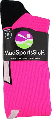 Vista 3 de MadSportsStuff Triumph - Calcetines de concientización sobre el cáncer de mama con cinta rosa para fútbol, béisbol, softbol, niños, niñas y hombres