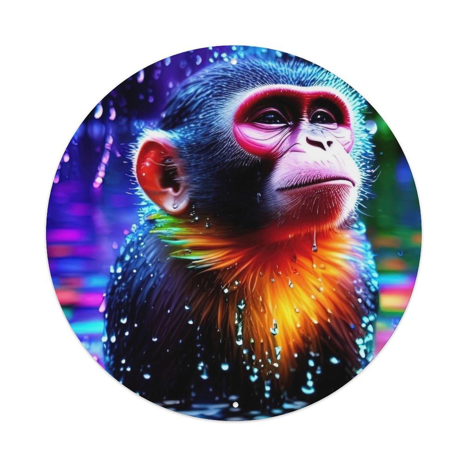 Animal Artwork Little Monkey in The River Vintage Metal Tin Sign Plaque Wall Decor for Cafe, Club Bar, Office, Garden Metal Poster 8x8Inch