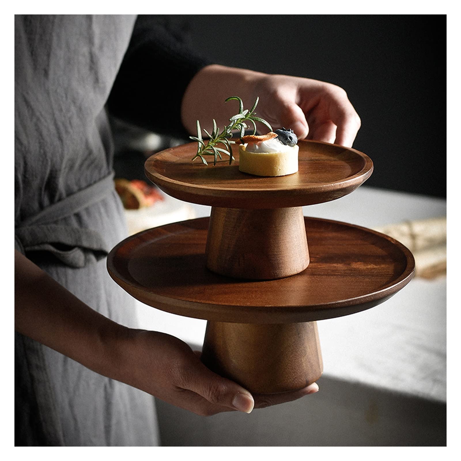 SUNESA Présentoir à Gâteau Plateau à gâteaux Haut Plateau en Bois décorations Mariage Dessert Table présentoir Maison Fruits Dessert Assiette Stand de Gâteaux (Size : L)